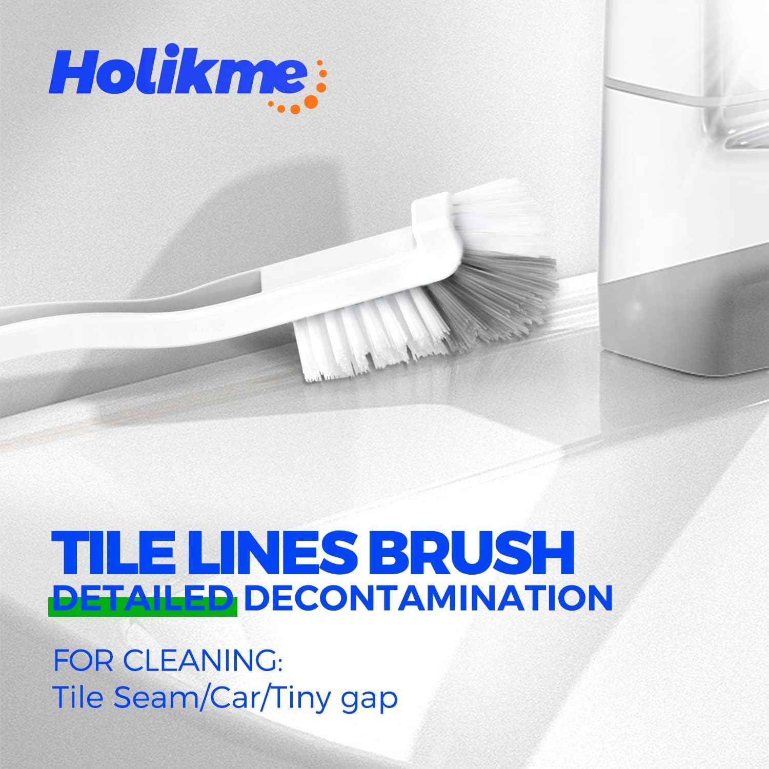 Holikme 7 Pack Deep Cleaning Brush Set, Scrub Pads with Scraper Tip for Pool Walls, Bathroom, Grout, Floor, Tub, Shower and Kitchen Surface (Green)