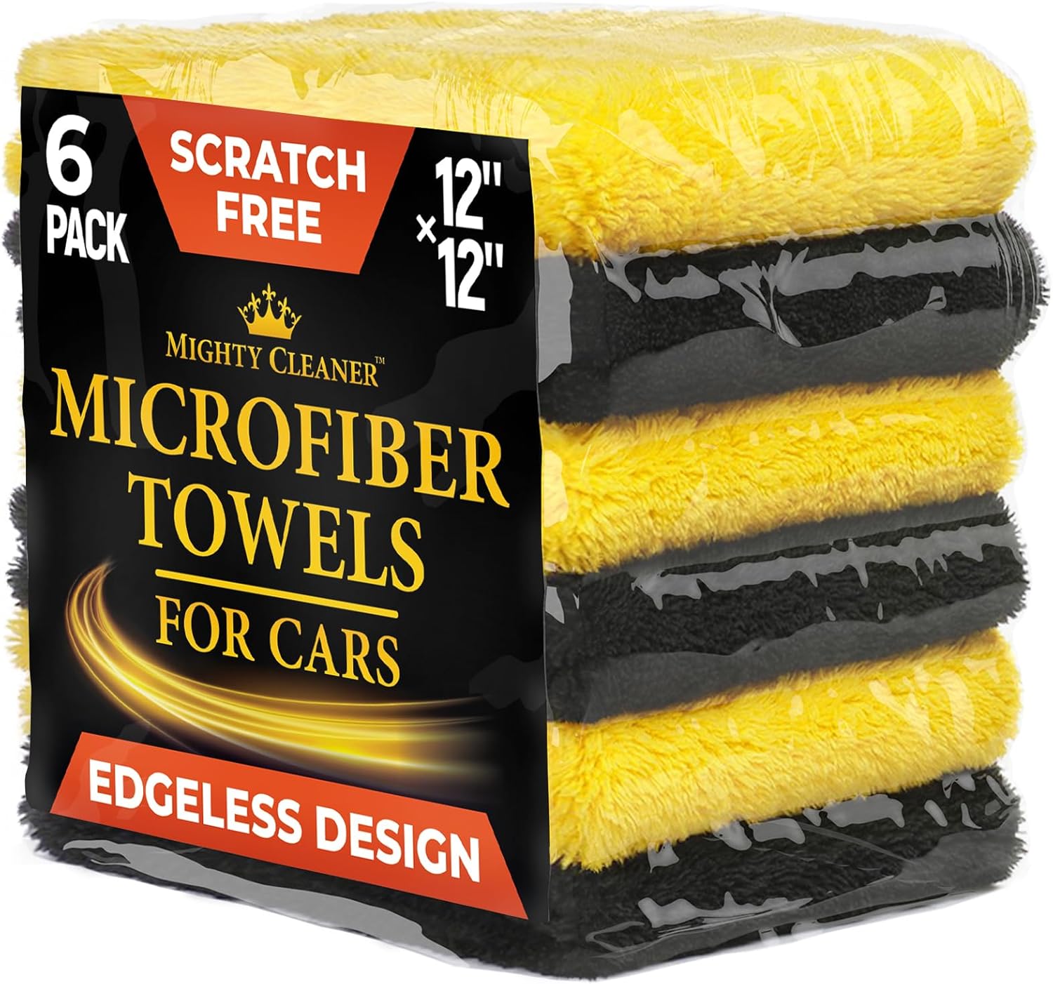 edgeless 12x12 inch 540 gsm microfiber towels for car detailing 6 pack