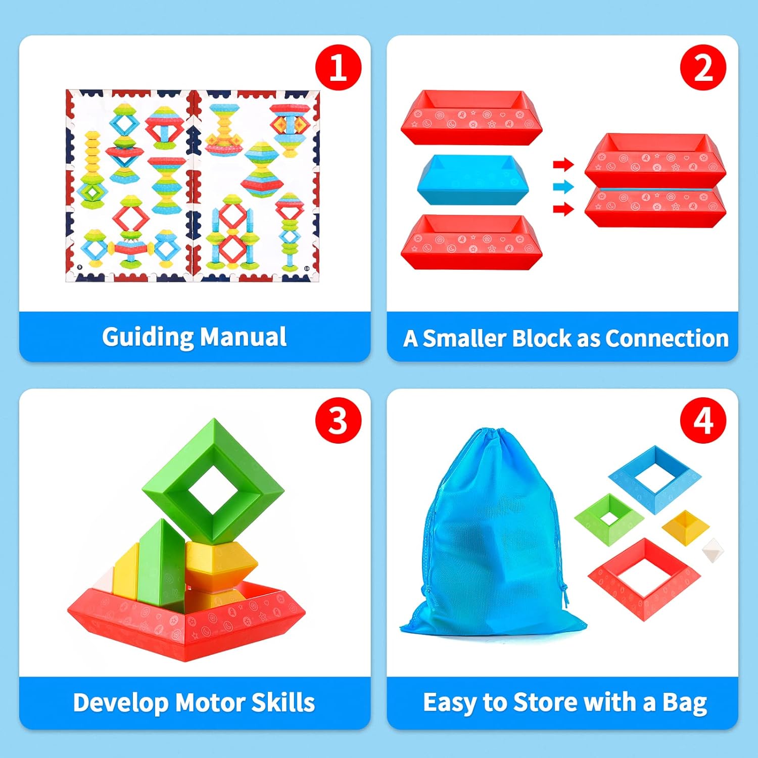 Hieoby Montessori Toys for Toddlers Boys Girls Preschool Learning Activities 30Pcs Building Blocks Stacking Educational Toys STEM Toddler Manipulatives Birthday Gifts Toddler Toys for 3 4 Year Old