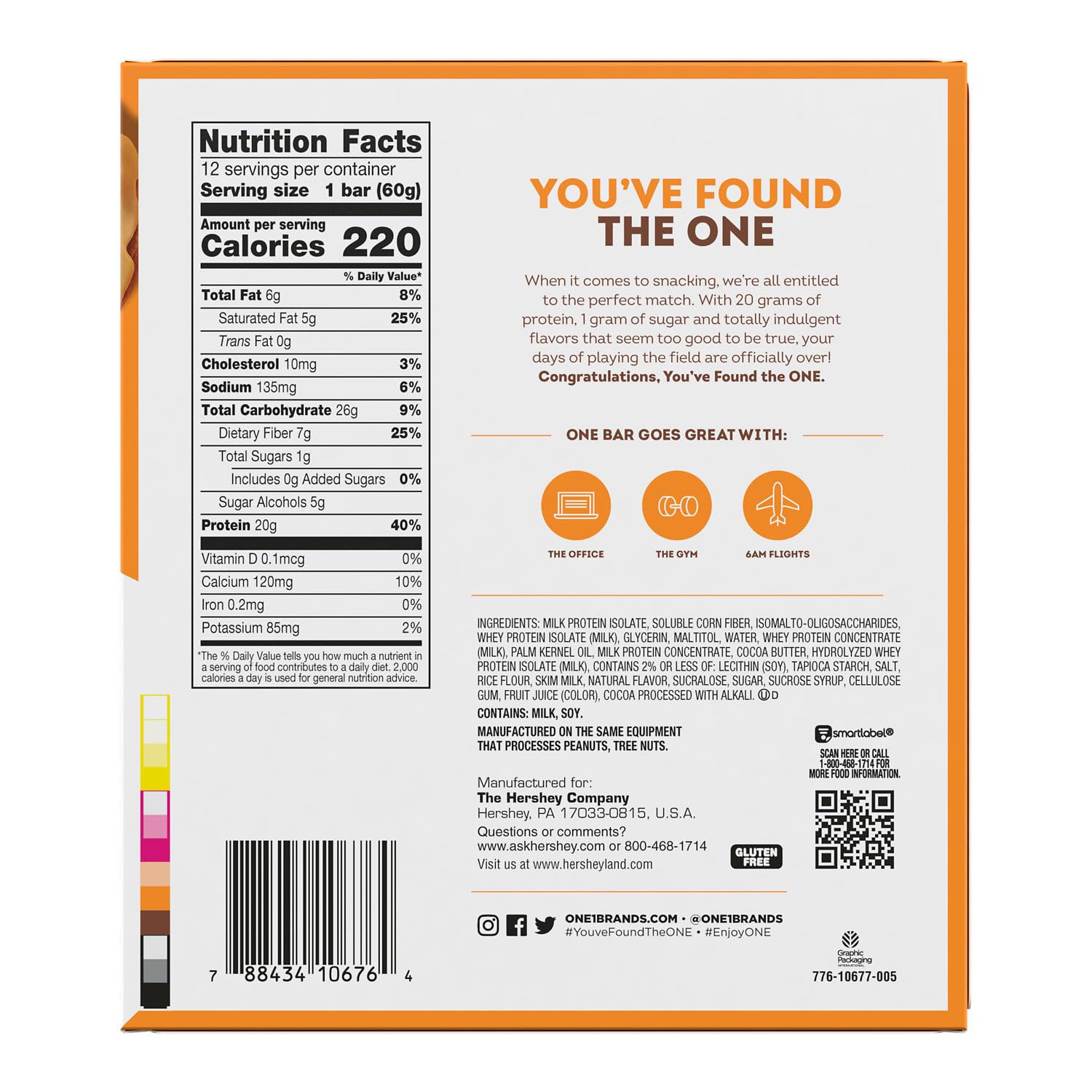 one protein bars maple glazed doughnut gluten free with 20g protein and 1g sugar 12 count