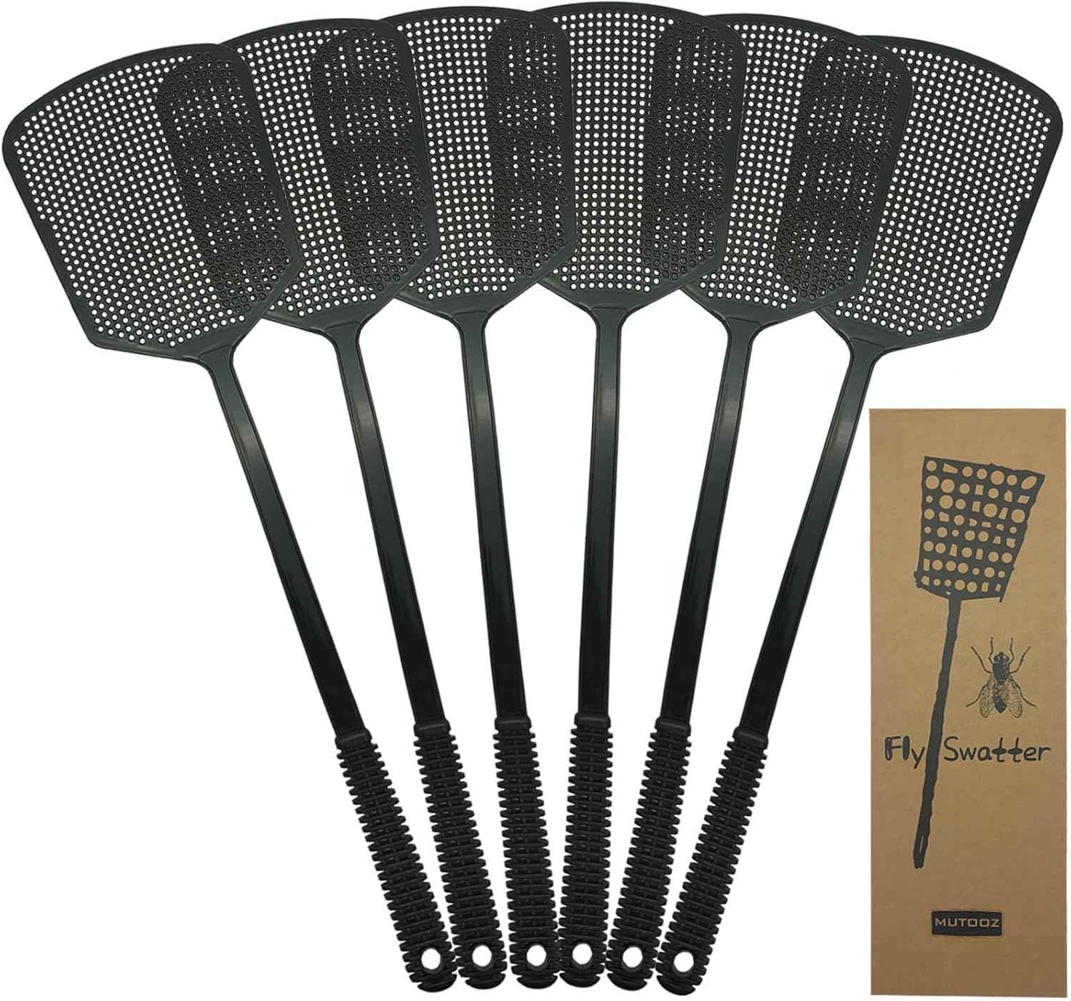 Fly Swatter Multi-pacl Manual, Flexible & Heavy Duty Fly Swatters Thick Handle, Black 3 Pack