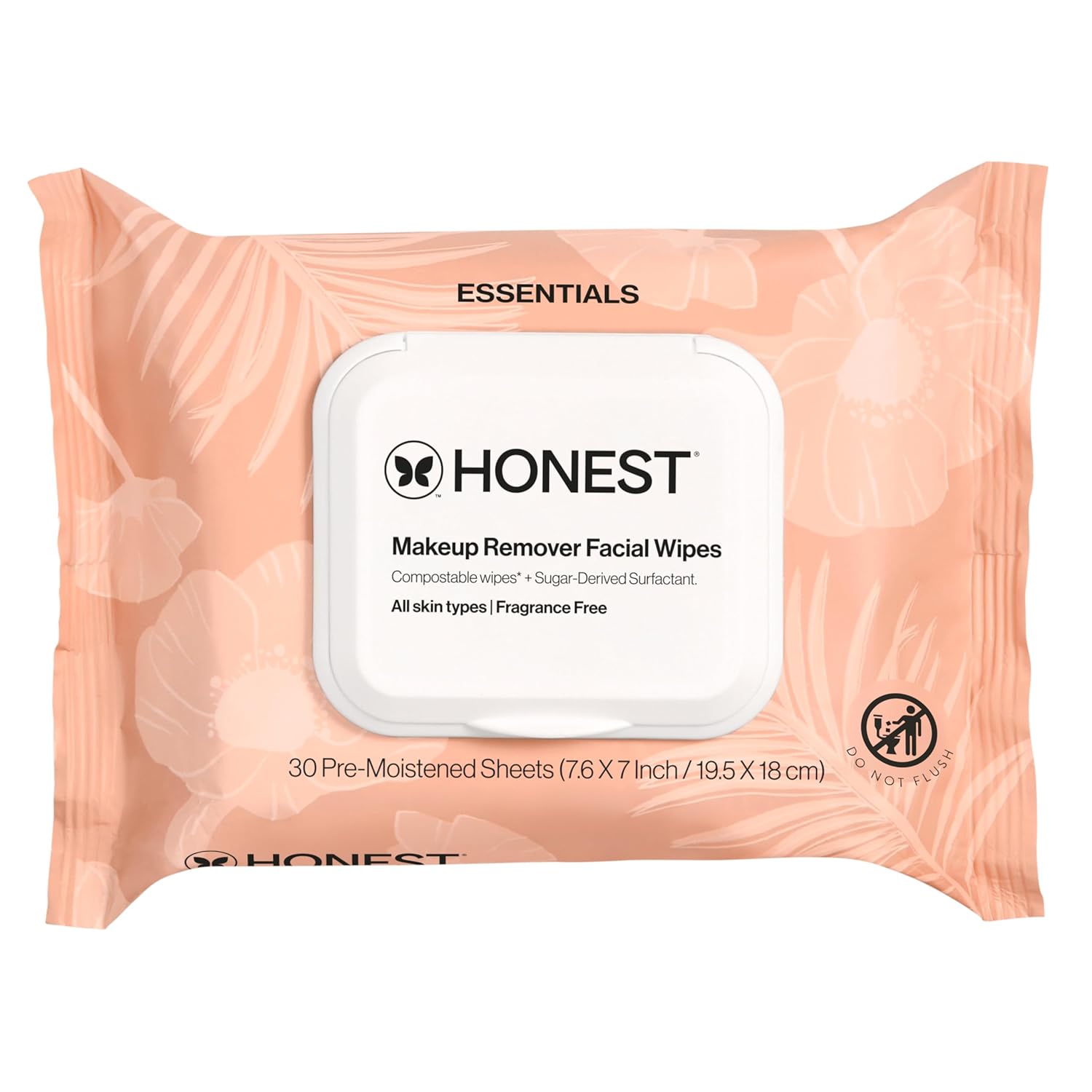 honest beauty fragrance-free makeup remover wipes, 30 count, plant-based, hypoallergenic