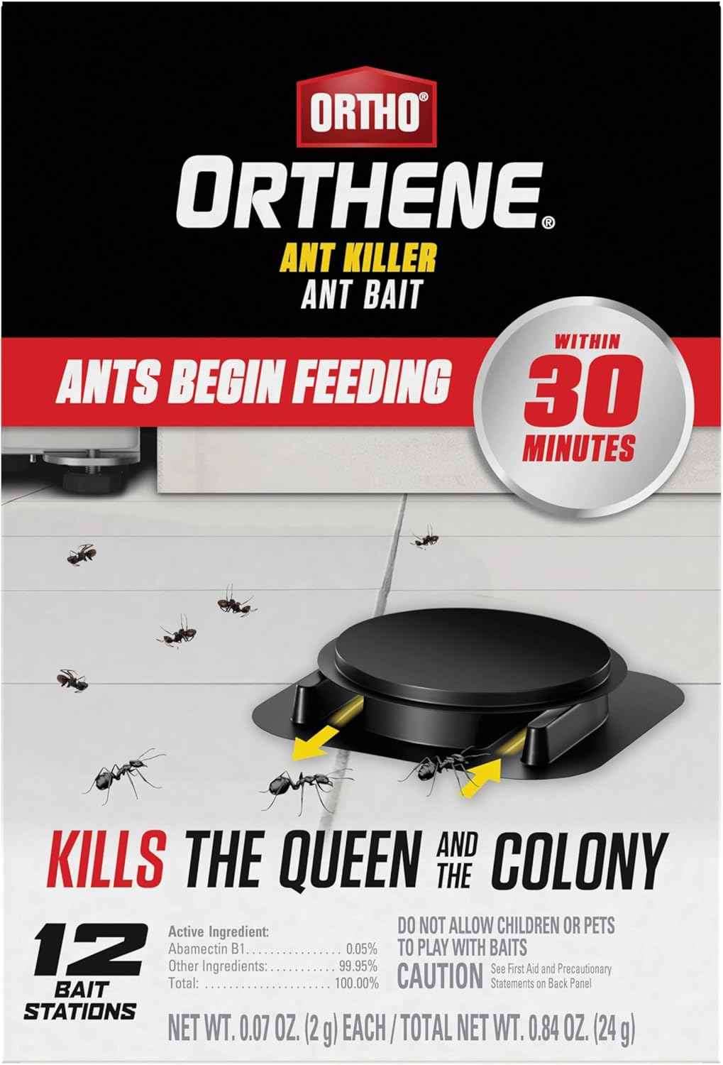 Ortho Orthene Ant Killer Ant Bait, Indoor Ant Killer, Kills The Queen and The Colony, 12 Stations