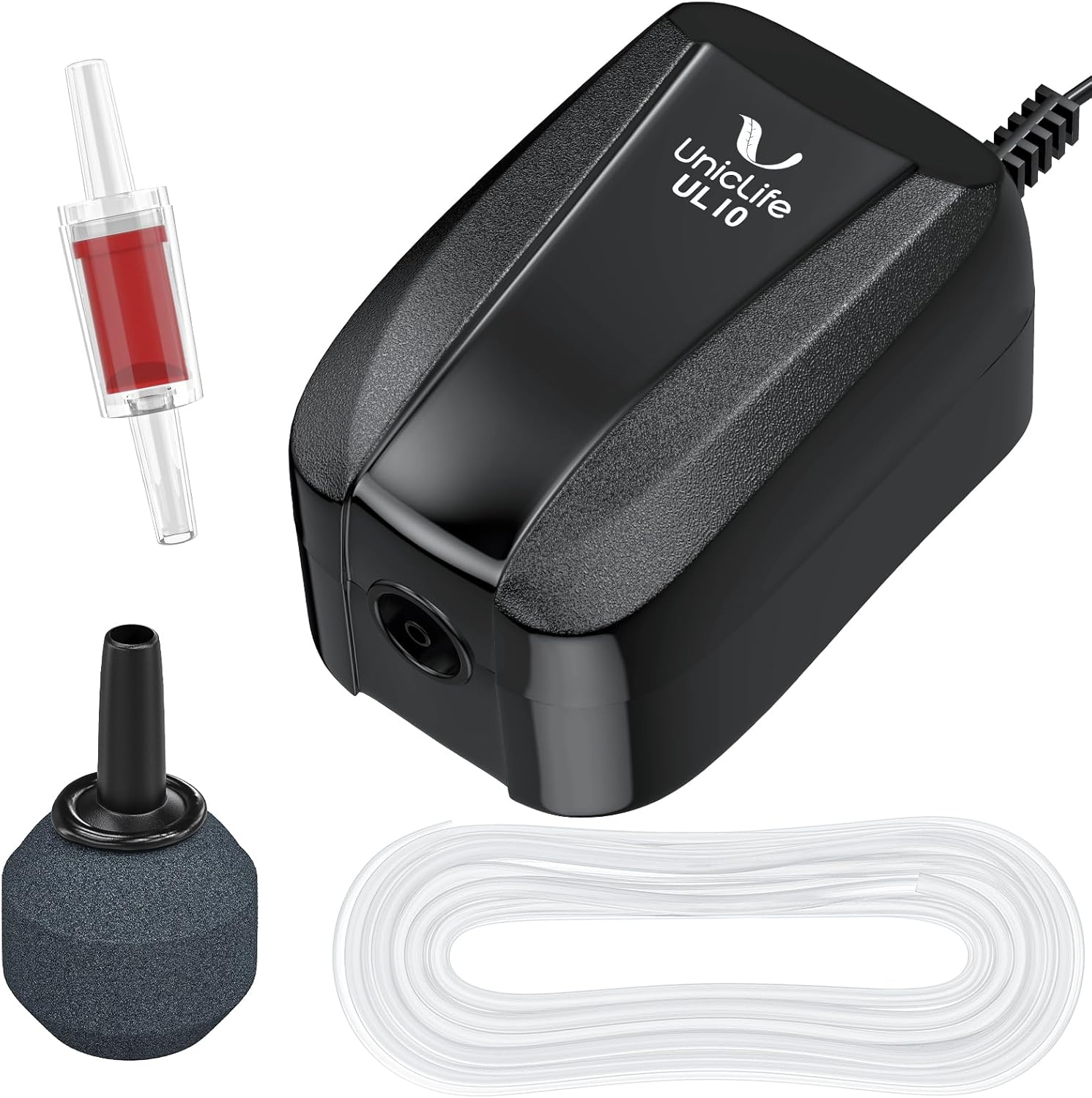uniclife  dual outlet aquarium air pump for 5-200 gallon fish tank with accessories