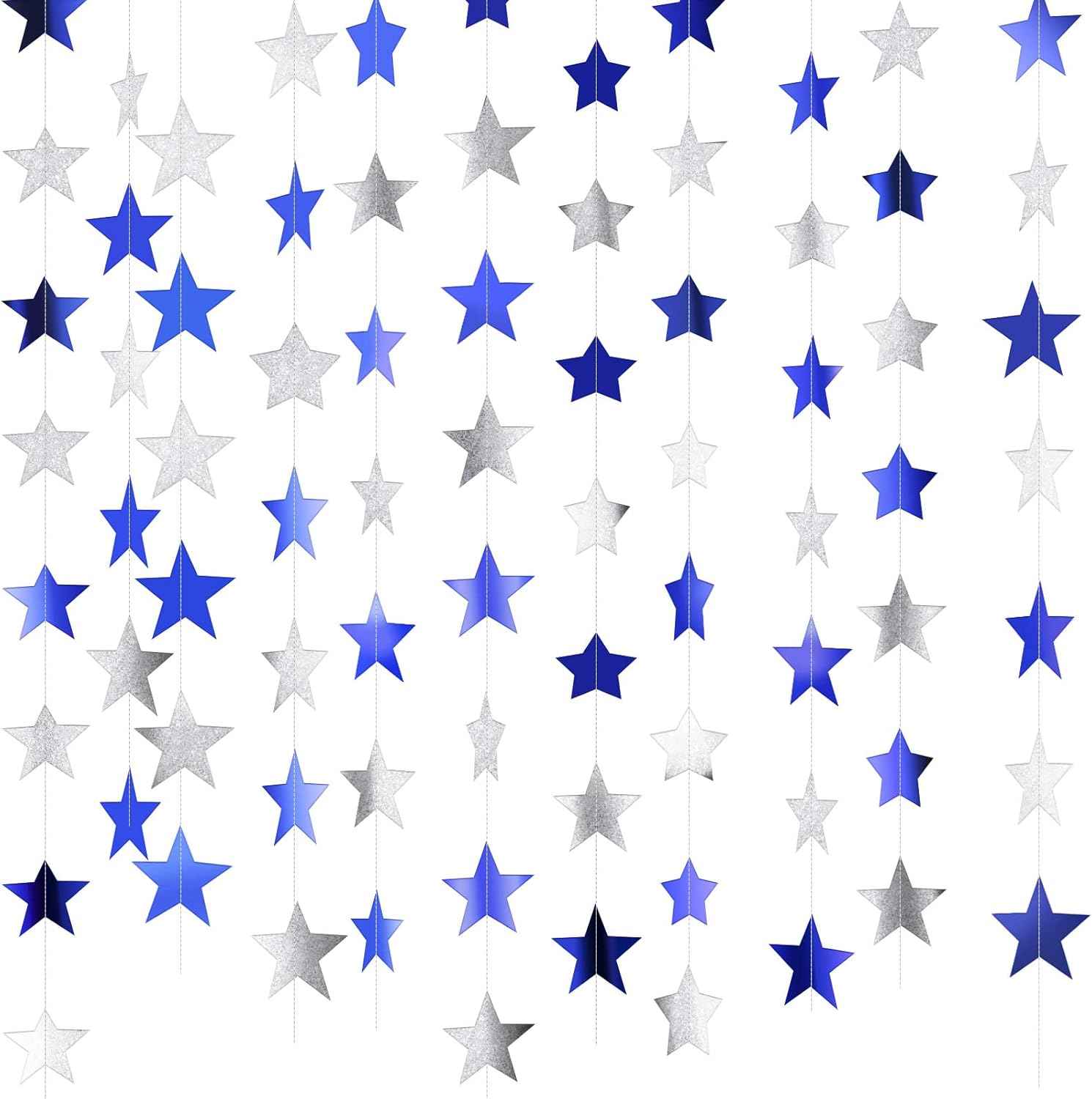 Patelai Glitter Star Garland Banner Christmas Decor 130 Feet Star Hanging Bunting Banner Twinkle Backdrop for Homecoming Classroom Wedding Birthday Halloween Party Supplies(Gold)