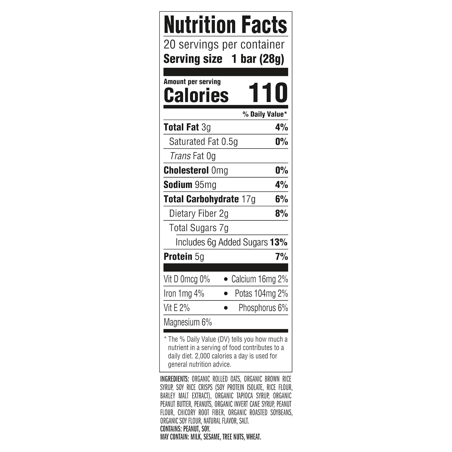 clif bar minis crunchy peanut butter 5g protein non-gmo plant based snack size 20 pack