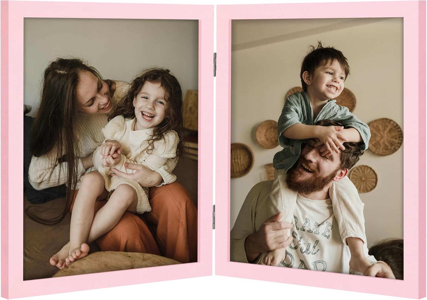 decorUhome double 4x6 picture frame vertical engineered wood bifold photo frame with plexiglass tabletop display black