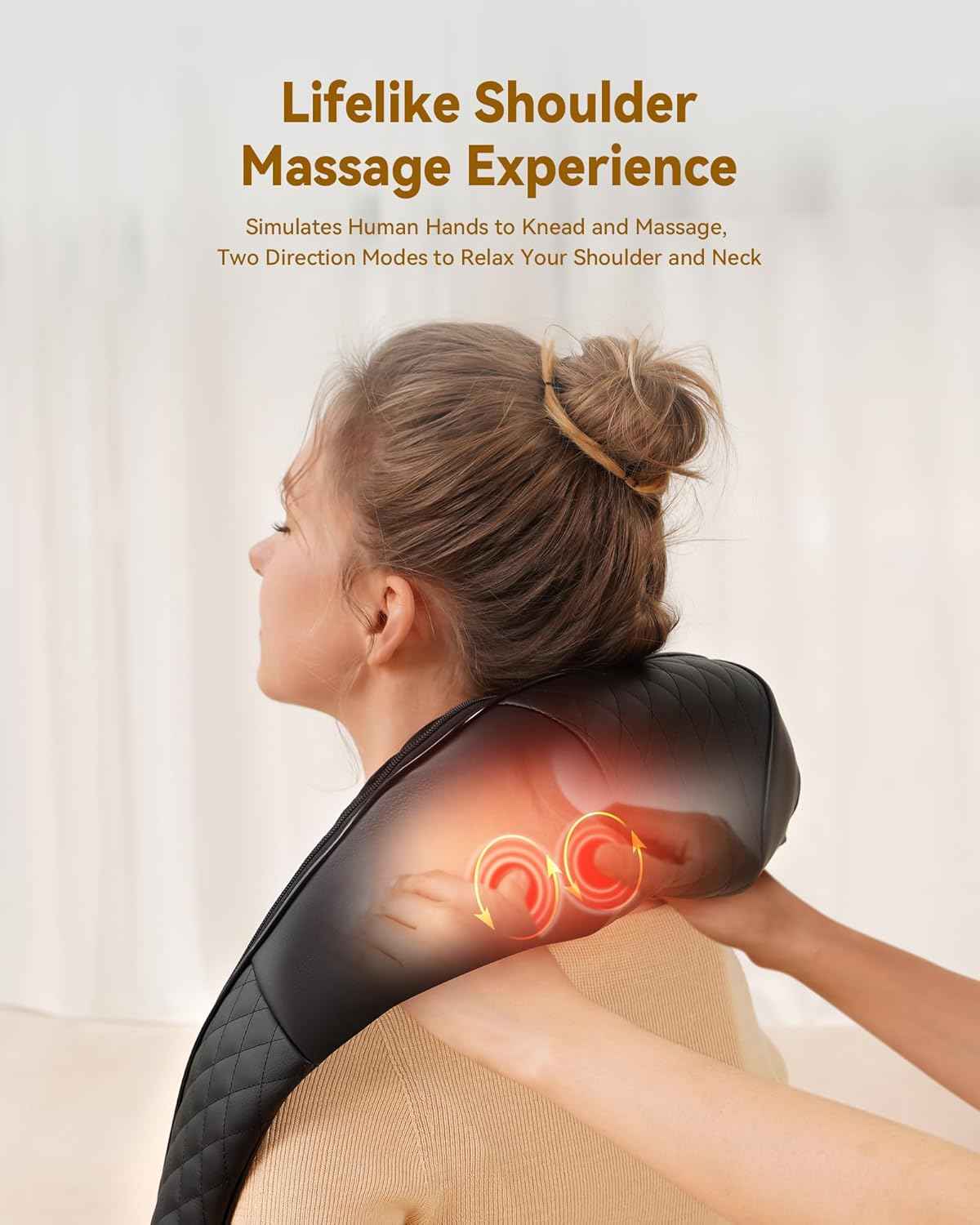 Shiatsu Neck and Back Massager with Heat, Neck and Shoulder Massager, 4D Deep Tissue Kneading Massage for Leg, Full Body Muscle Pain Relief, Ergonomic Design, Ideal Gifts for Women Men, Corded Use