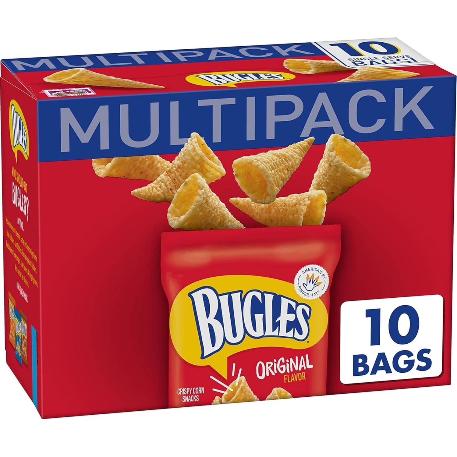 bugles original crispy corn snacks 10 count multipack 8.75 oz snack bags