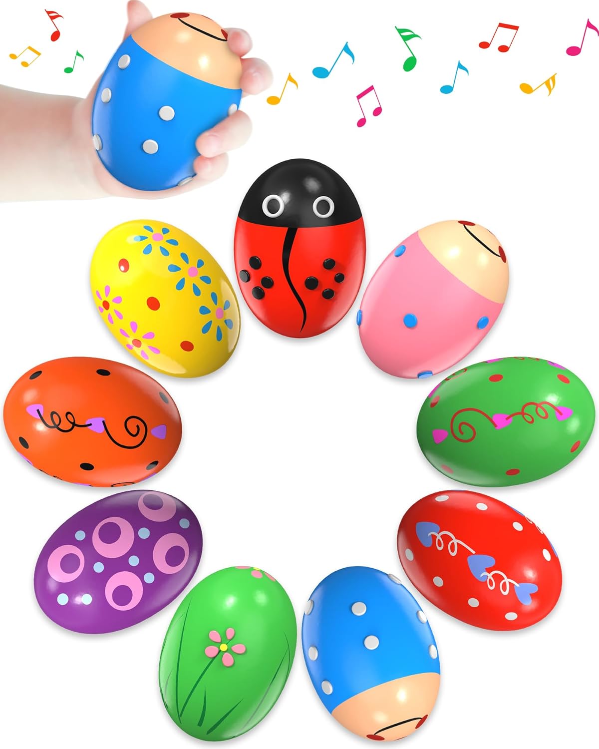 wooden percussion shakers 6-pack montessori toys for kids toddlers
