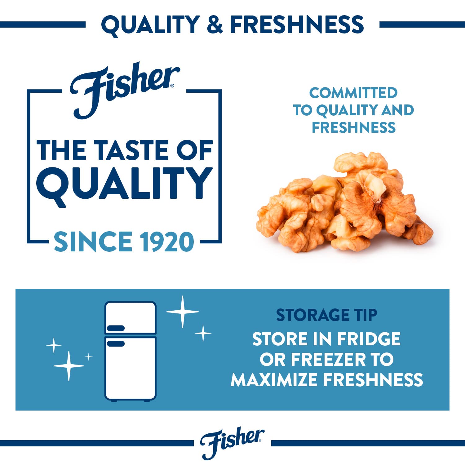 Fisher Chef's Naturals 2 lb unsalted walnuts for baking, cooking, and healthy snacks, resealable bag, vegan protein, keto snack, chopped nuts