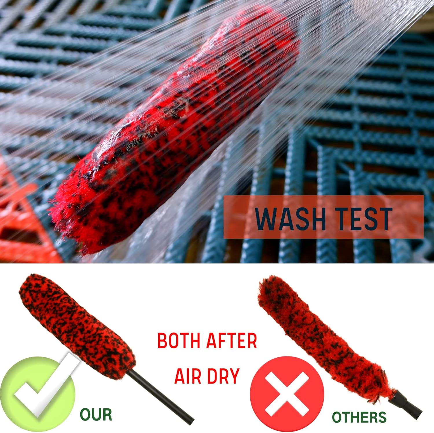 4-pack long handle wheel brush kit for cleaning wheel and tire with soft and stiff brushes