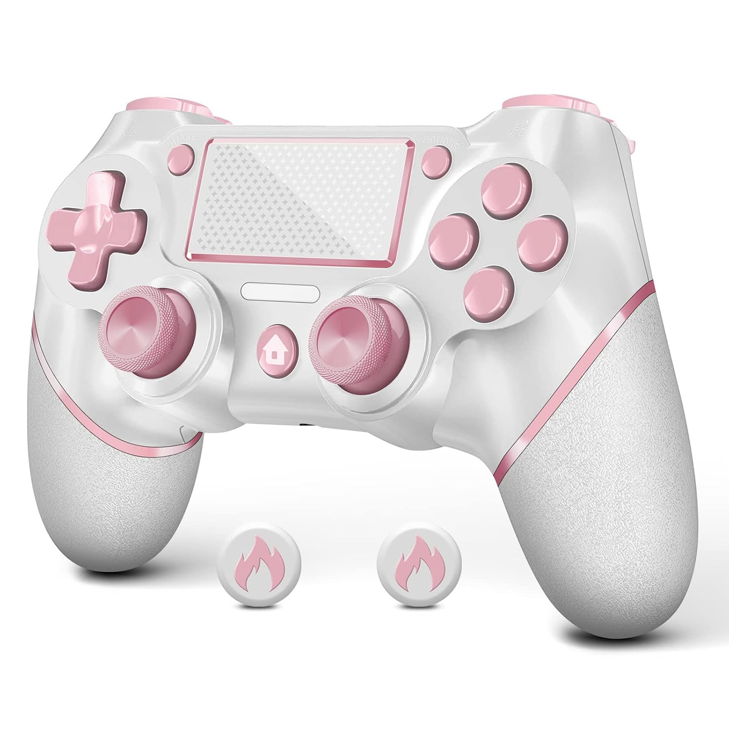 AceGamer 2 Pack wireless controller for PS4/Pro/Slim/PC with non-slip grip and USB-C cable (Pink and White)