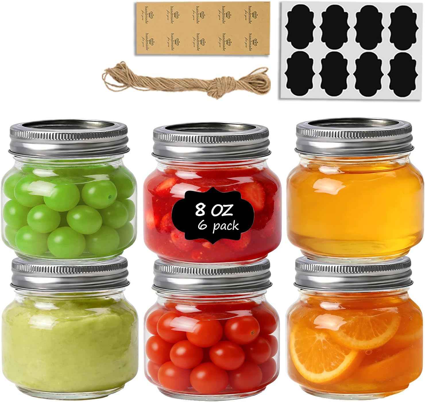 ComSaf Mini Mason Jars 4oz - 8 Pack, Regular Mouth Mason Jar with Lids and Seal Bands, Small Glass Canning Jar for Spice, Jam, Honey, Jelly, Dessert, Shower Wedding Favors, DIY Candles Decor