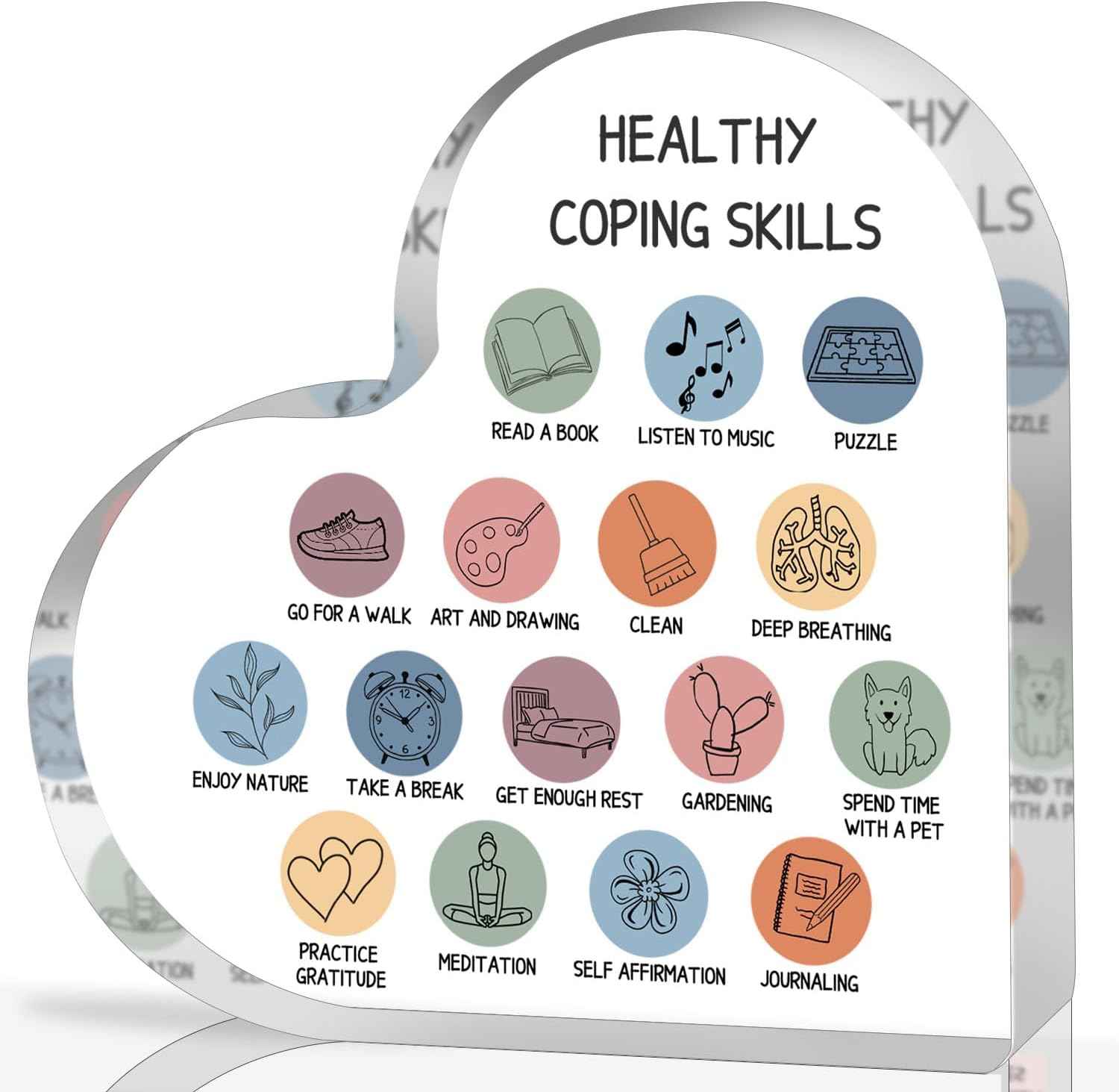 Things I Can Control Mental Health Decor, Acrylic Heart Gifts Mindfulness Decor for Therapy Office , School Counselor Sign Therapist Office Art Decorations for Therapist Office Living Room Bedroom