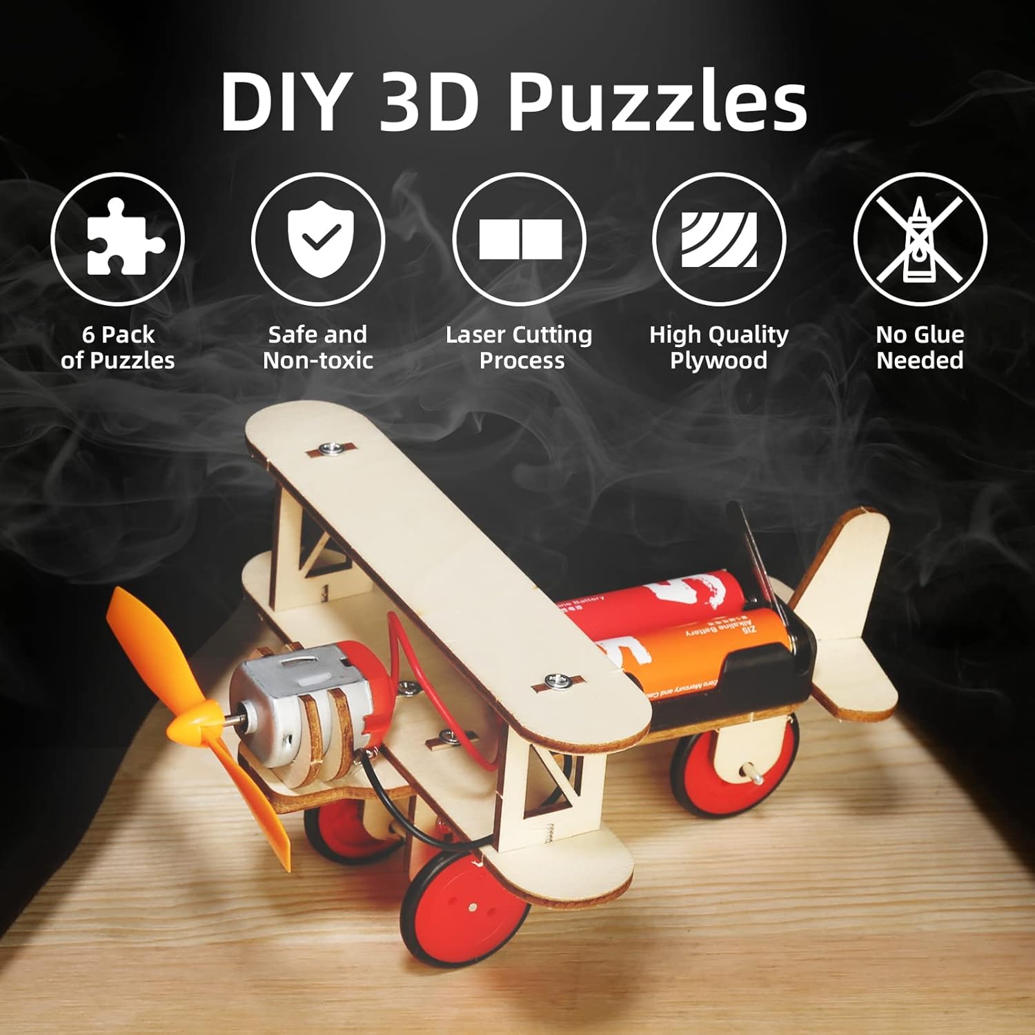 Yutin STEM Kits for Kids Age 8-10 10-12, 6 Set Wood Building Projects Crafts Science Model Car Kits for Kids Age 8-12, Wooden 3D Puzzles, STEM Toys for Boys 8 9 10 12 13 Year Old Birthday Gifts