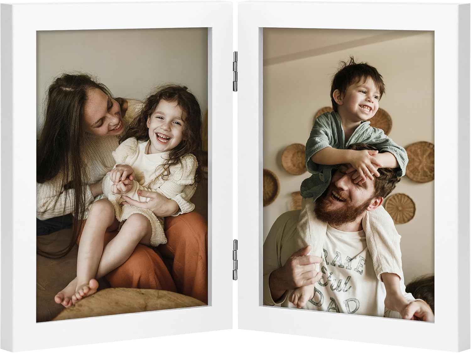 decorUhome double 4x6 picture frame vertical engineered wood bifold photo frame with plexiglass tabletop display black