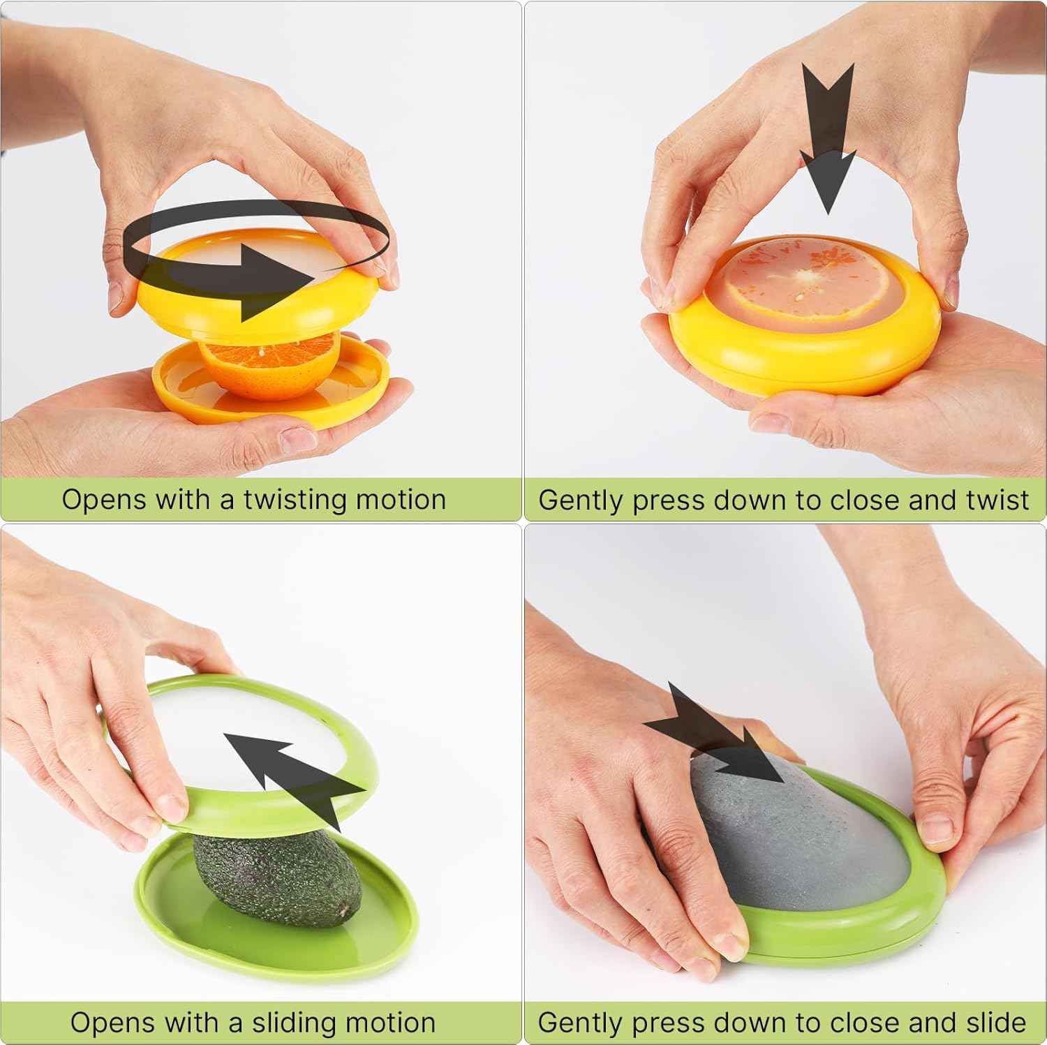 Winb Set of 4 Reusable Fruit and Veggie Savers - Ideal for Avocados, Tomatoes, Apples, Garlic, Onions, and More