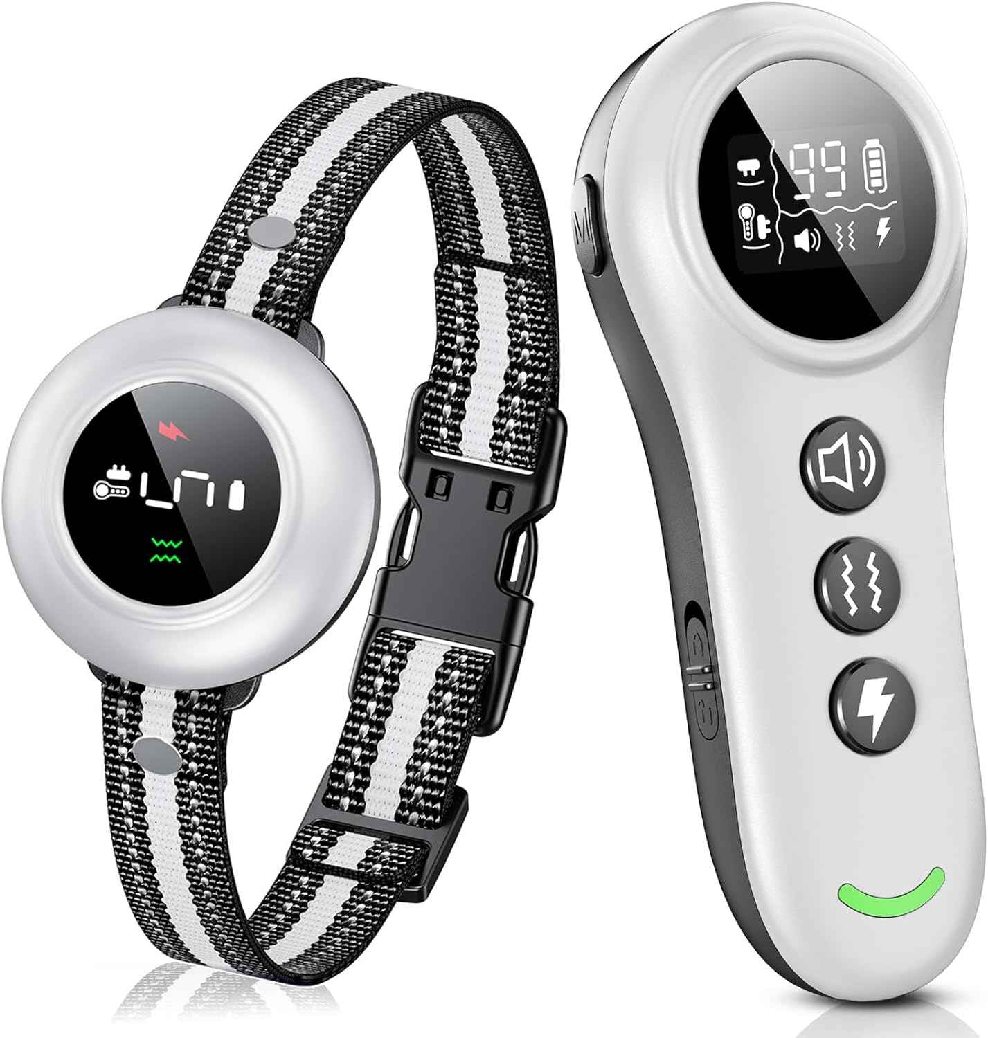 2-in-1 Dog Shock Collar & Dog Bark Collar - Smart Anti Barking Dog Training Collar with 5 Adjustable Sensitivity & 3300FT Remote for All Breeds IP67 Waterproof E-Collar