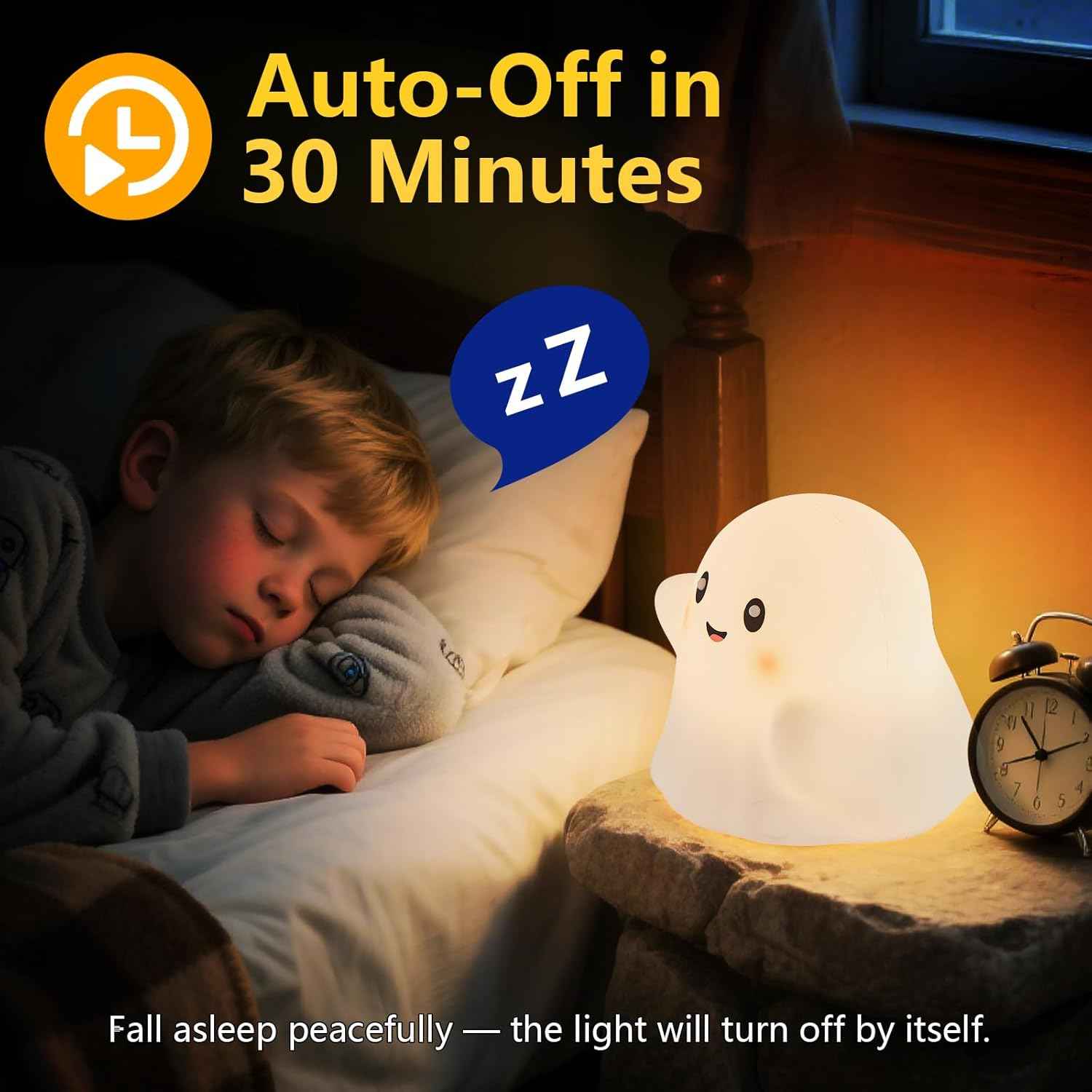 nextanG RGB Ghost Night Light – Color-Changing Tap Control Fun Toy for Kids, Soft Squishy Silicone Lamp with Sounds, Dimmable Rechargeable Bedside & Table Lamp, Funny Gift for Boys & Girls