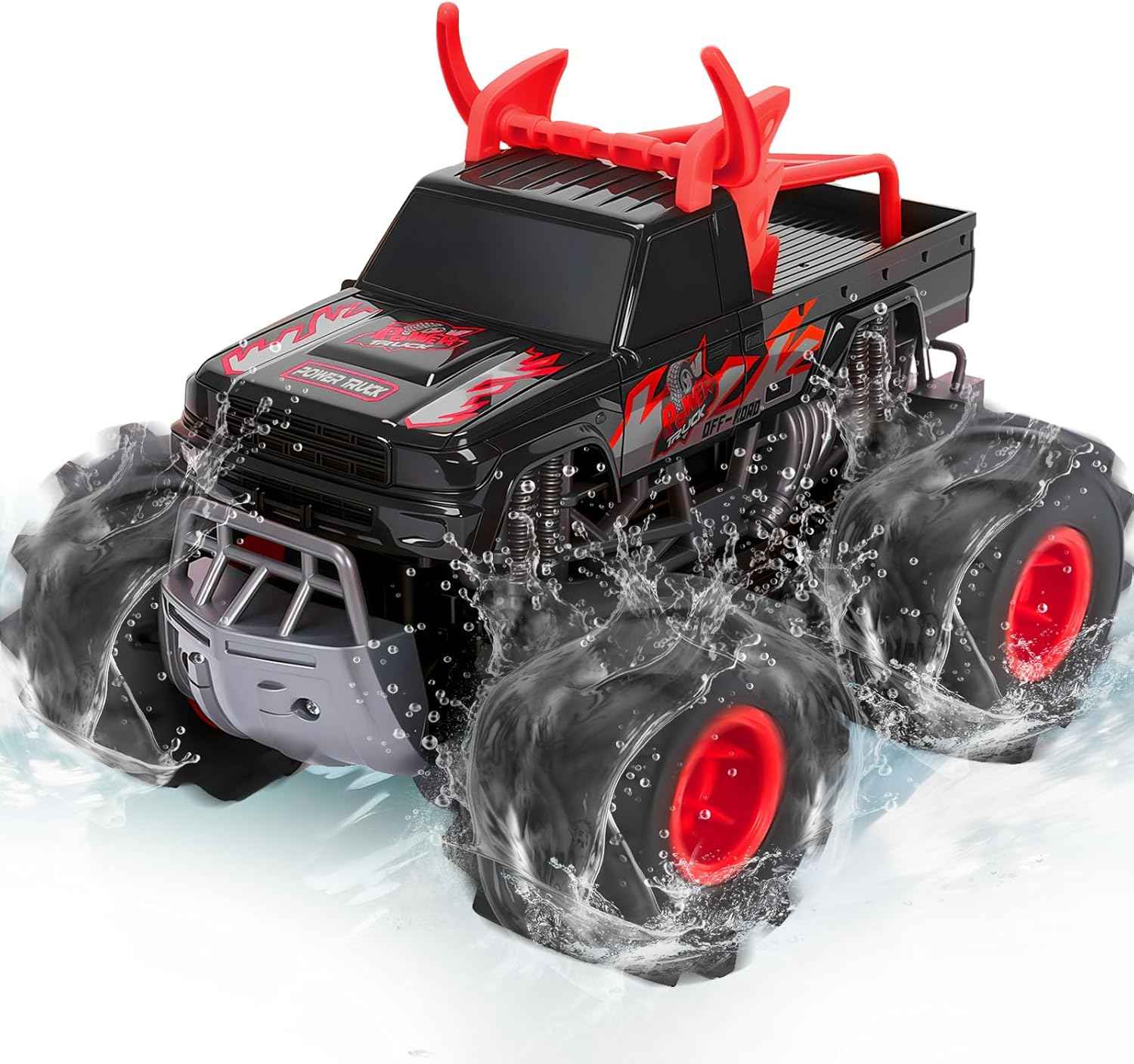 BainGesk Waterproof Remote Control Monster Truck Toys, 1:16 RC Car, 2.4GHz 4WD All Terrain Car Toys with 2 Rechargeable Batteries, Off-Road Truck Gifts for 6, 7, 8, 9, 10, 11, 12 Year Old Boys