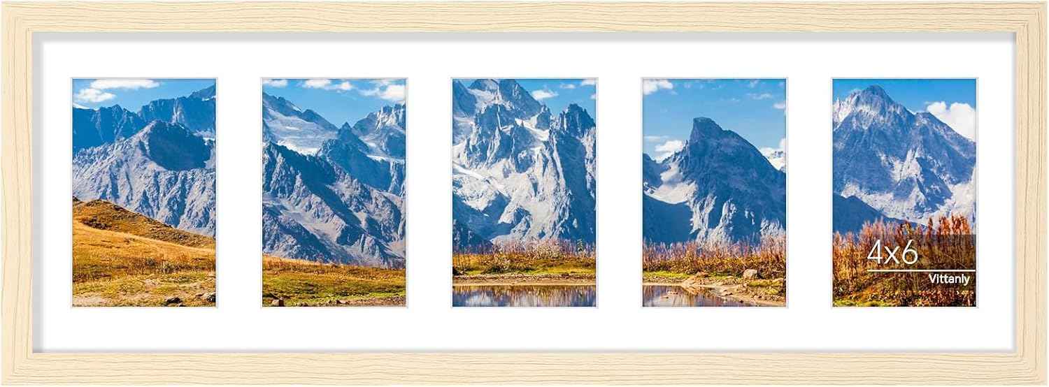 Vittanly 11x14 Collage Picture Frame, Displays 5Pcs 4x6 Pictures with Mat or 1Pcs 11x14 without Mat for Wall Mounting, Picture Frames Collage Wall Decor in Black, 1 Pack