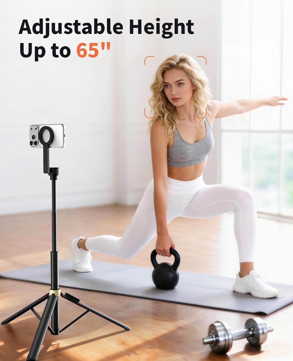 Vimose 65" Magnetic Tripod for iPhone, Selfie Stick Tripod with Remote, 360° Rotatable Extendable Travel Tripod Phone Stand with Metal Ring, Compatible with iPhone Android