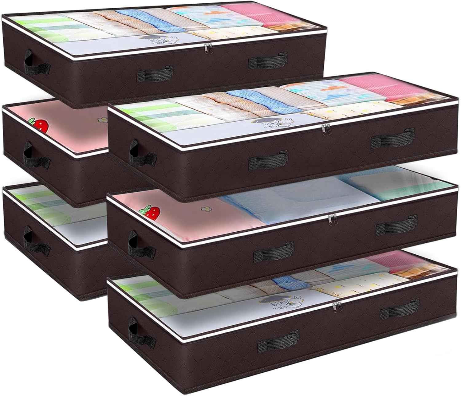 Budding Joy 90L Under Bed Storage Containers, Closet Organizers and Storage Bins, Foldable Underbed Storage Bags for Wrapping Paper, Blanket, Clothing, Comforter, Sweaters, Pillows, Linen Sheets, Grey