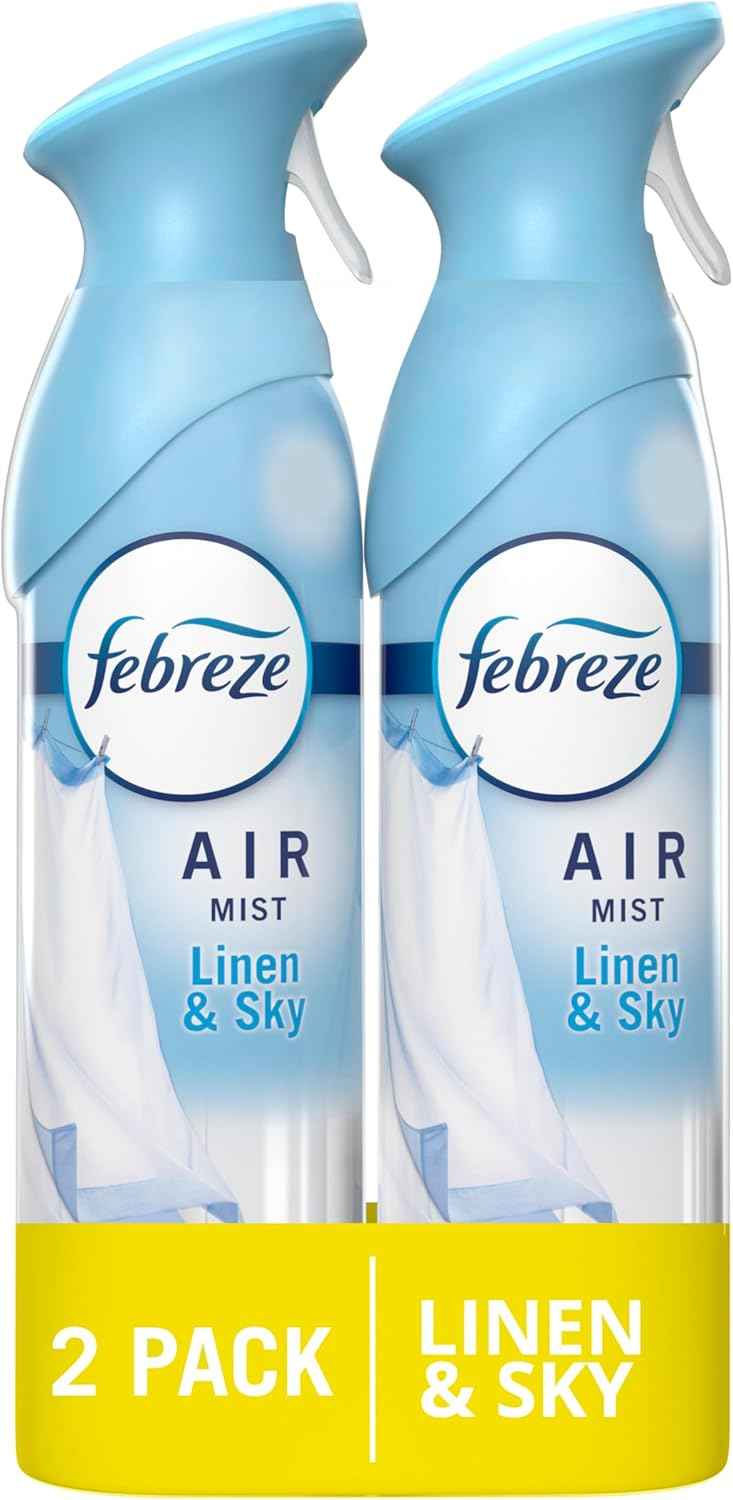 Febreze Air Mist Air Freshener Spray, Odor-Fighting Room Spray, Air Fresheners for Home and Bathroom and Kitchen, Aerosol Can, Linen & Sky Scent, 8.8oz (Pack of 2)