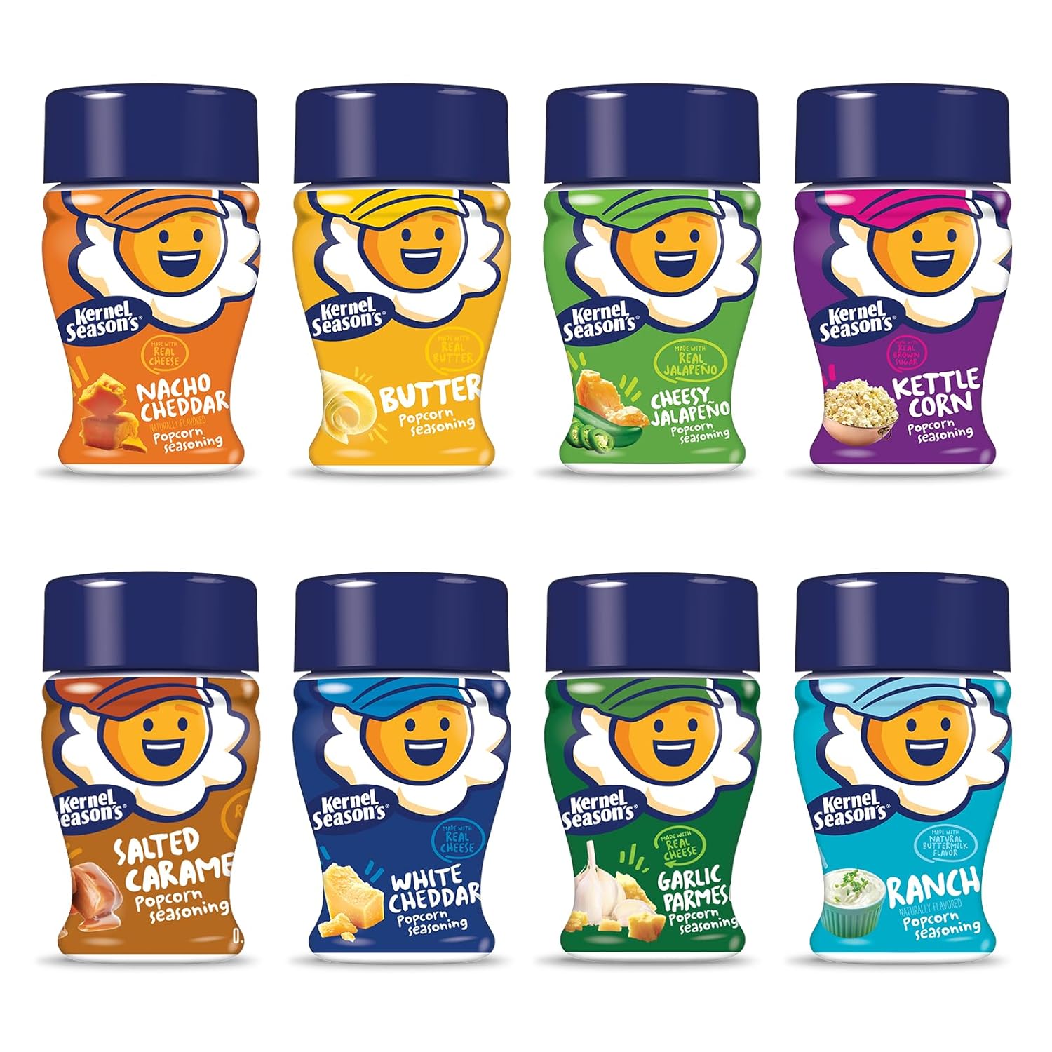 Kernel Season's 8-piece pop corn seasoning mini jars, 0.9 oz, variety pack, gluten-free, kosher, made in usa