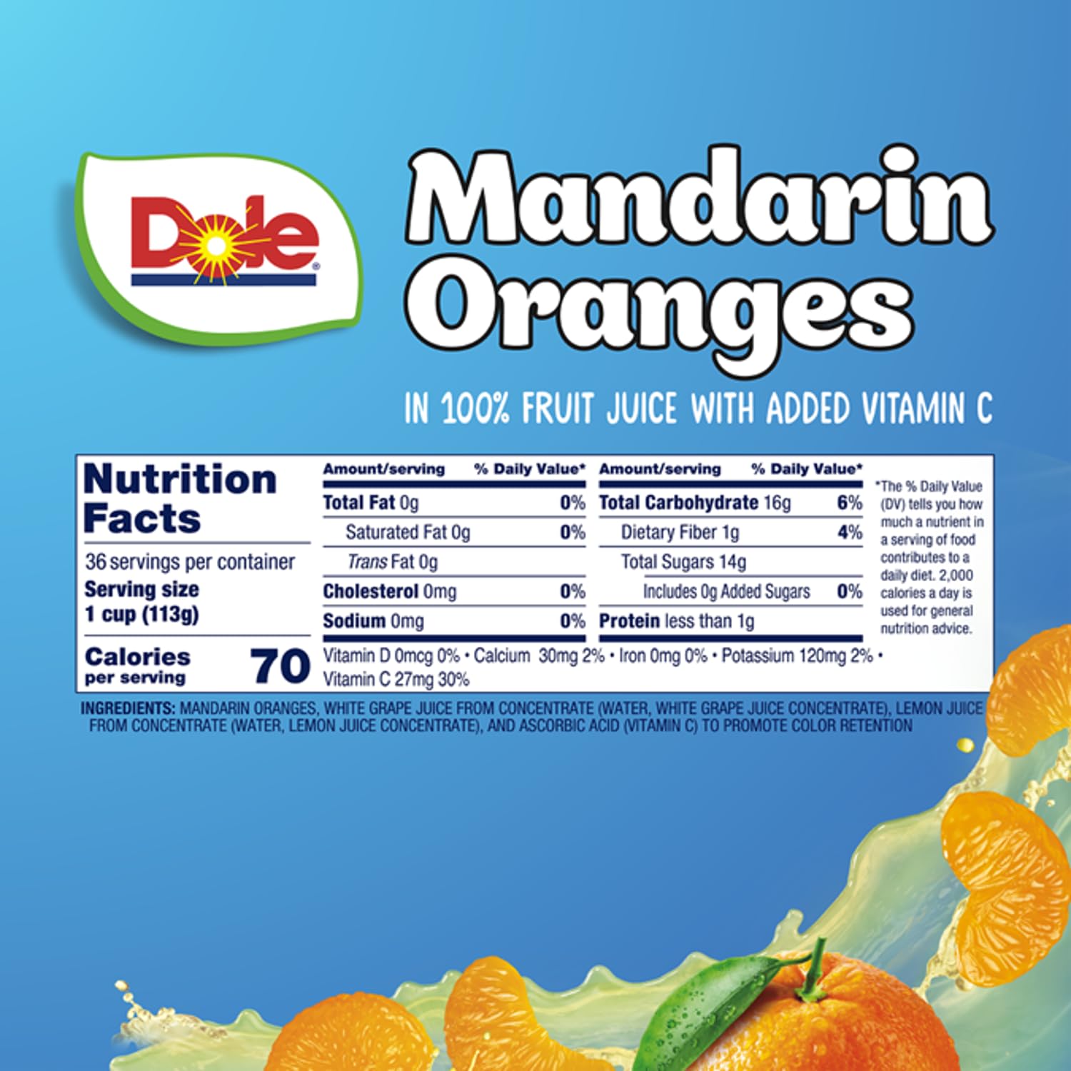 dole fruit bowls mandarin oranges 100% juice 4oz 36 cups gluten & dairy free bulk lunch snacks