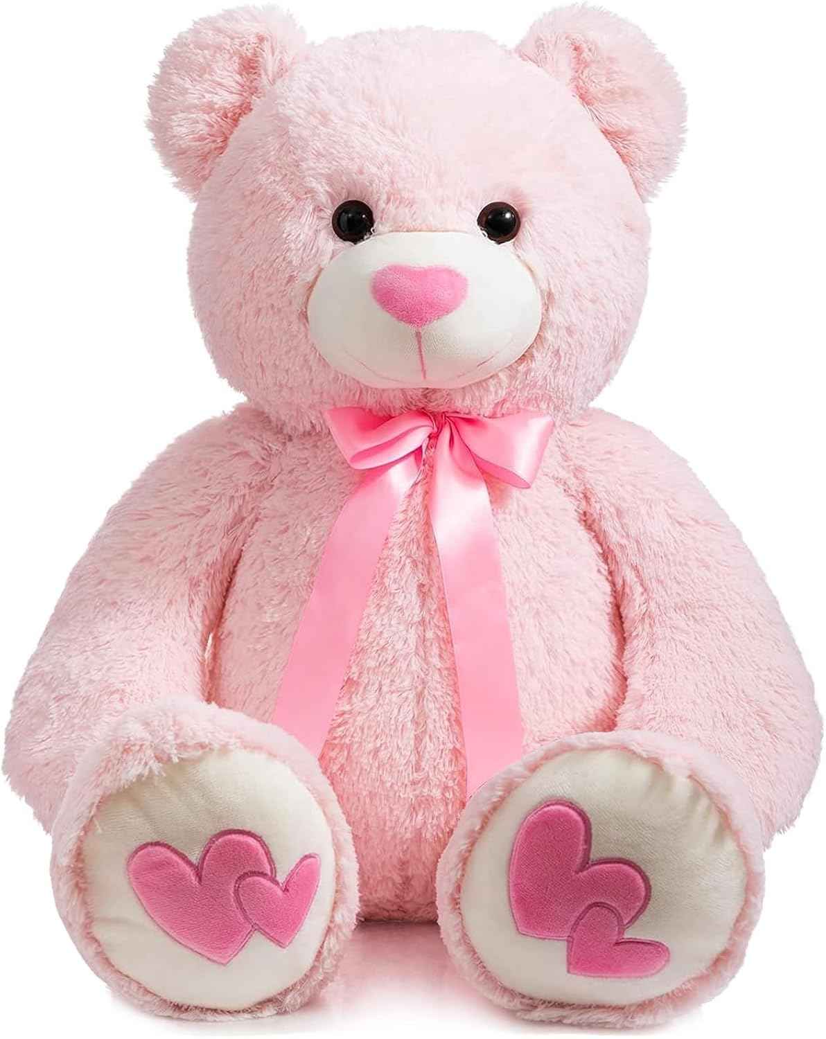 HollyHOME Big Teddy Bear Stuffed Animal Valentines Large Bear Plush with Red Heart for Girlfriend and Kids Valentines 36 inch Tan