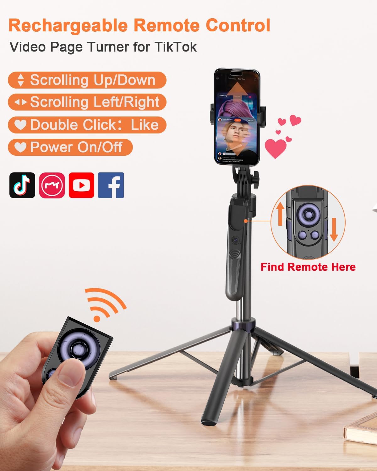 Yeaki 71” Auto Face Tracking Tripod for iPhone with Light,360° Rotating Phone Stand with Rechargeable Remote Control for TikTok Vlog Video Recording, Phone Tripod for Android Camera/GoPro/Ring Light