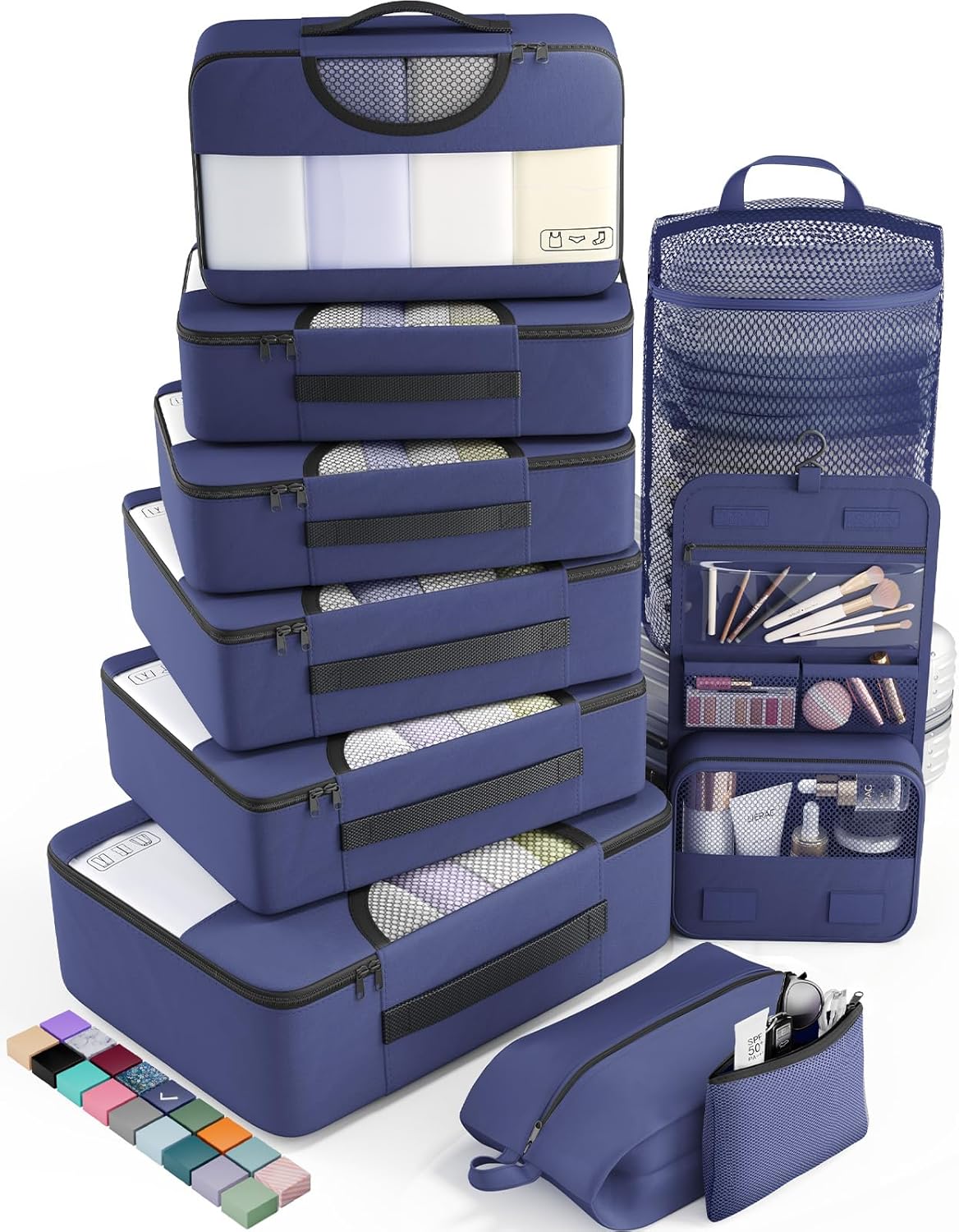 vekens 8-set packing cubes nylon organizer bags for beach vacation cruise ship travel essentials suitcase