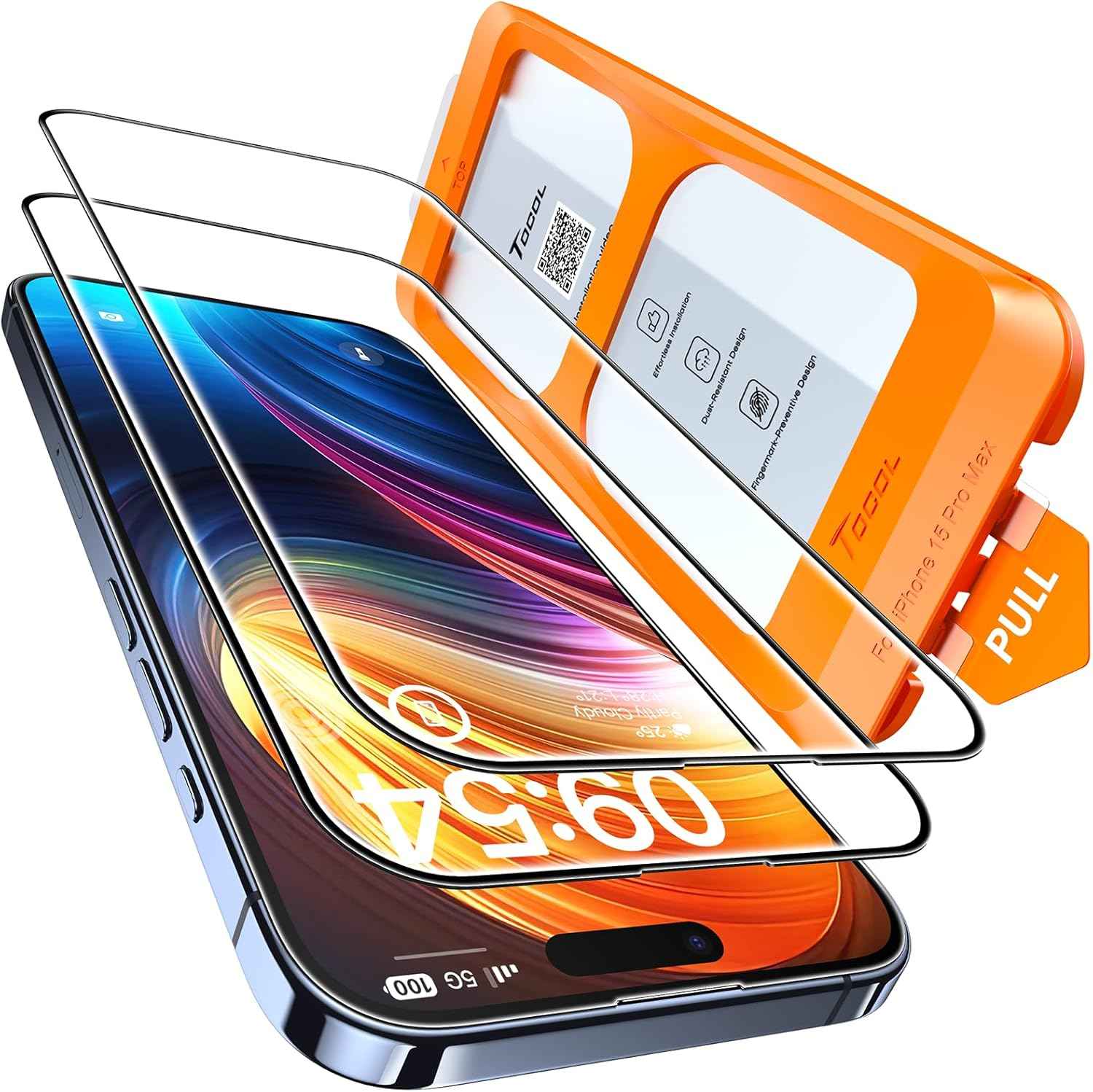 TOCOL for iPhone 17 Screen Protector 6.3 inch 9H Hardness Military Grade Shatterproof HD Tempered Glass for Full Coverage Protection 2 Pack