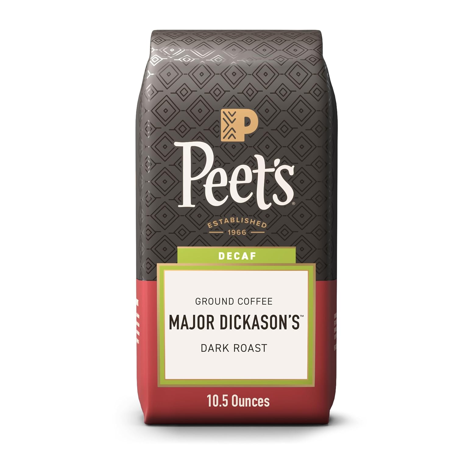 Peet's Decaf Major Dickason's Blend 10.5 Ounce Dark Roast Ground Arabica Coffee Bag