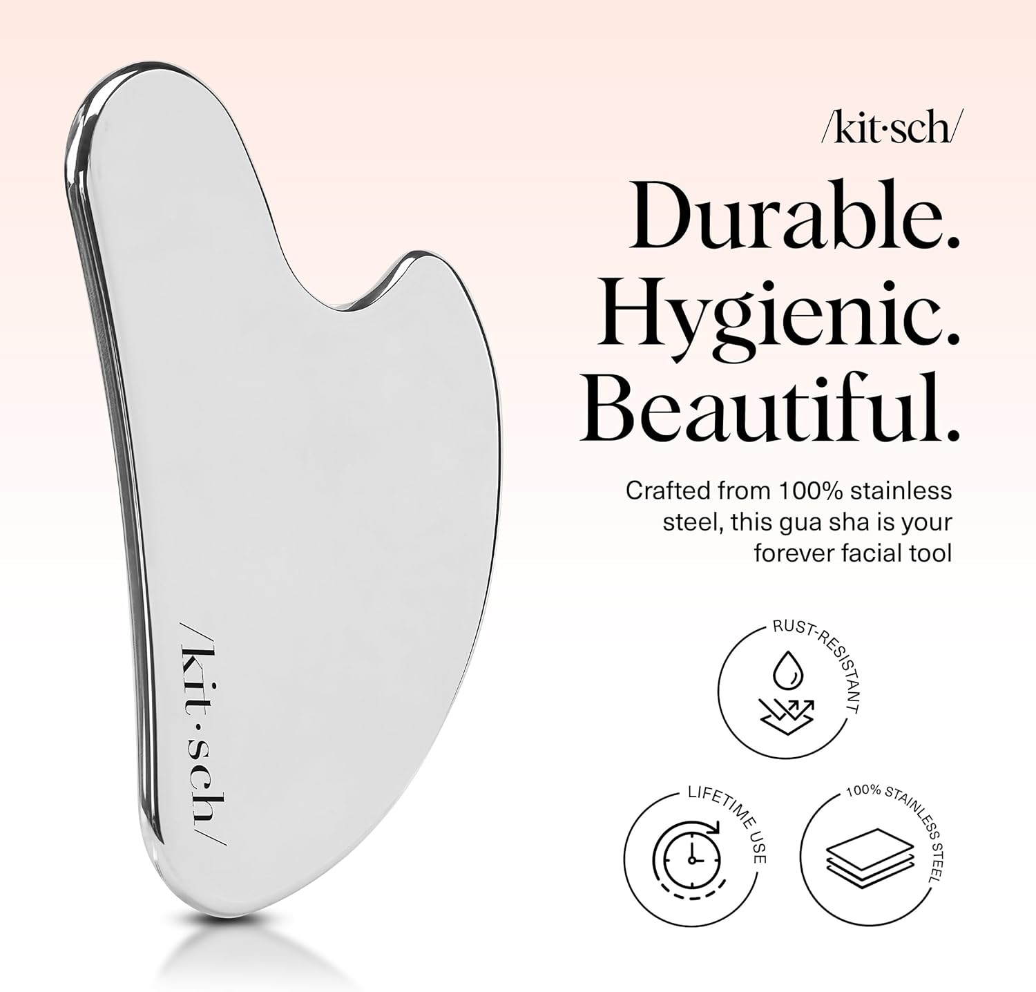 kitsch stainless steel gua sha facial tools 100% stainless steel silver