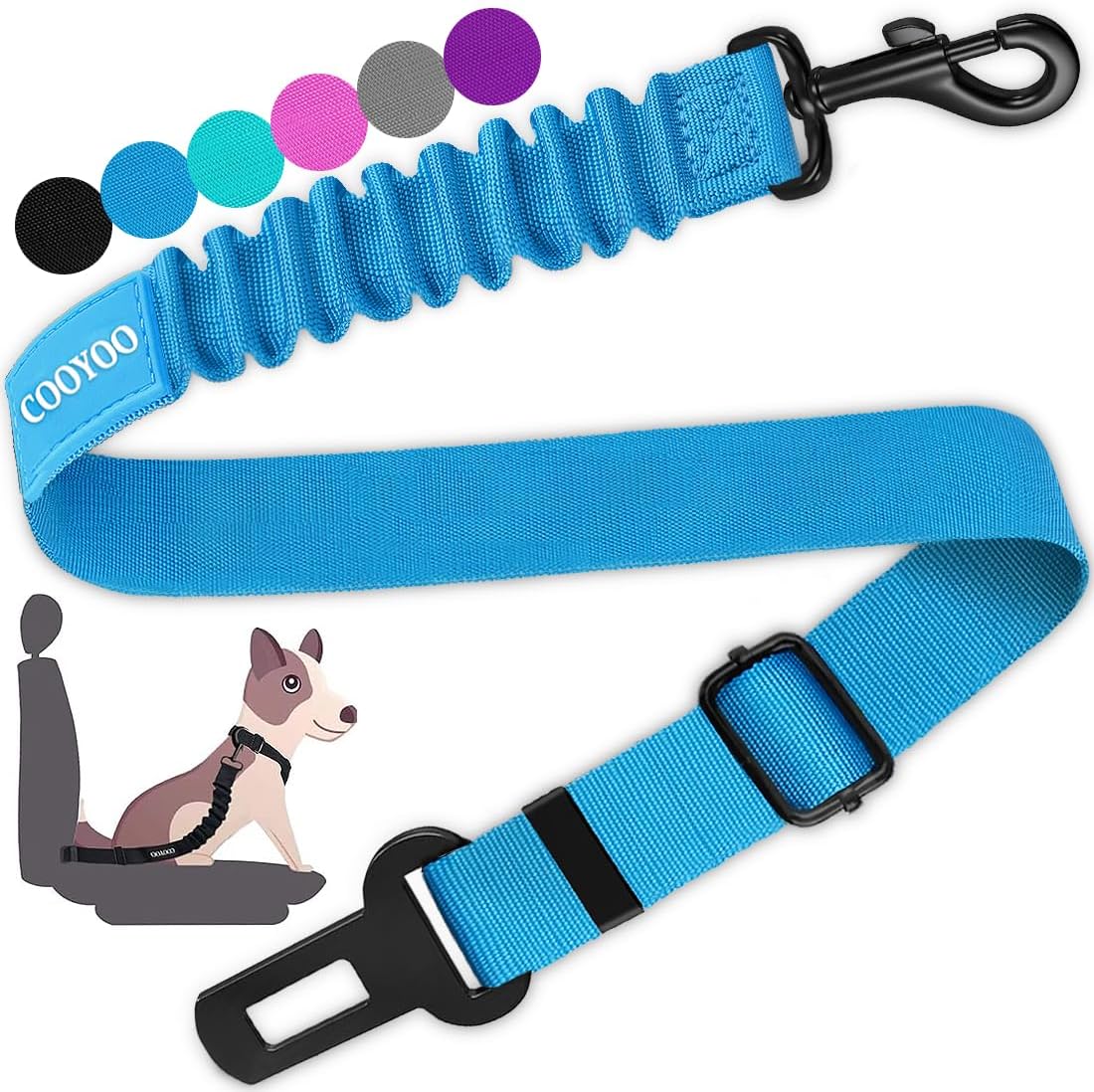 cooyoo dog seat belt 3 piece set adjustable nylon pet safety harness heavy duty elastic