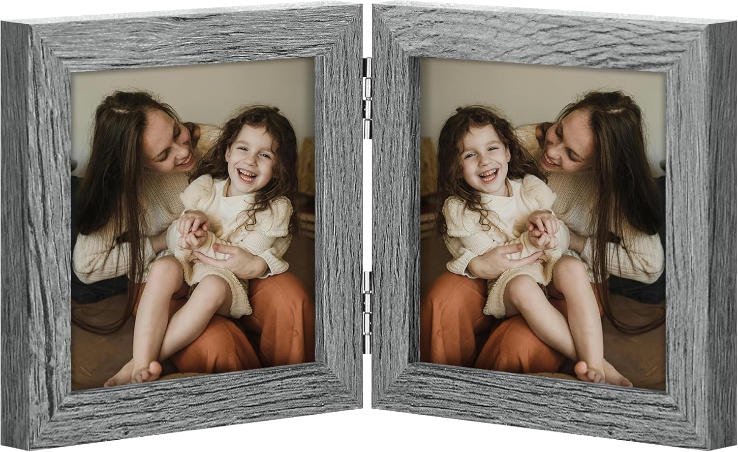 decorUhome double 4x6 picture frame vertical engineered wood bifold photo frame with plexiglass tabletop display black