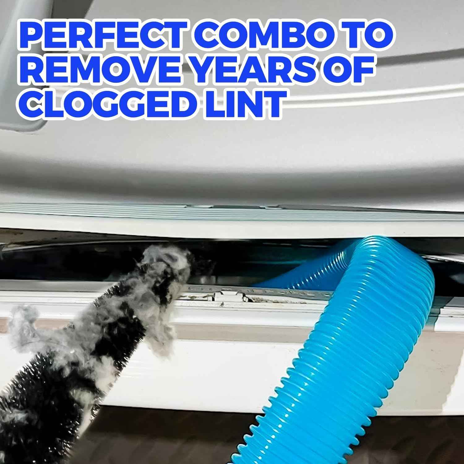 Holikme 2 Pieces Dryer Vent Cleaner Kit, Dryer Lint Vacuum Attachment and Flexible Dryer Lint Brush, Dryer Vent Vacuum Hose Attachment,Blue
