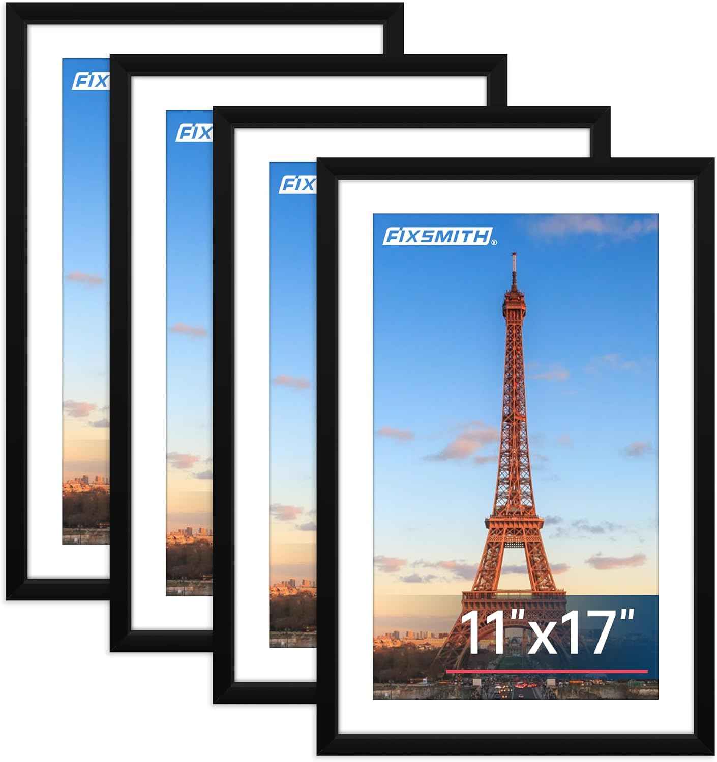 FIXSMITH 8x10 Picture Frame Set of 2, Photo Frame with HD Plexiglass, Display Pictures 5x7 with Mat or 8x10 Without Mat Multi Picture Frames Collage for Tabletop or Wall Display, Black