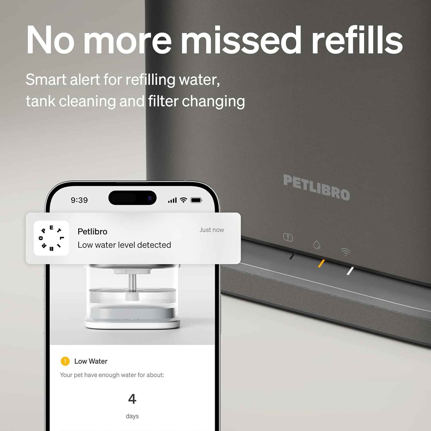 PETLIBRO Upgrade Cat Water Fountain Stainless Steel Tray, Dockstream 2 Cat Fountain Indoor, 3L/101oz Auto Cat Fountains for Drinking, App Monitoring Pet Water Fountain Dog, 5G WiFi Cat Water Dispenser