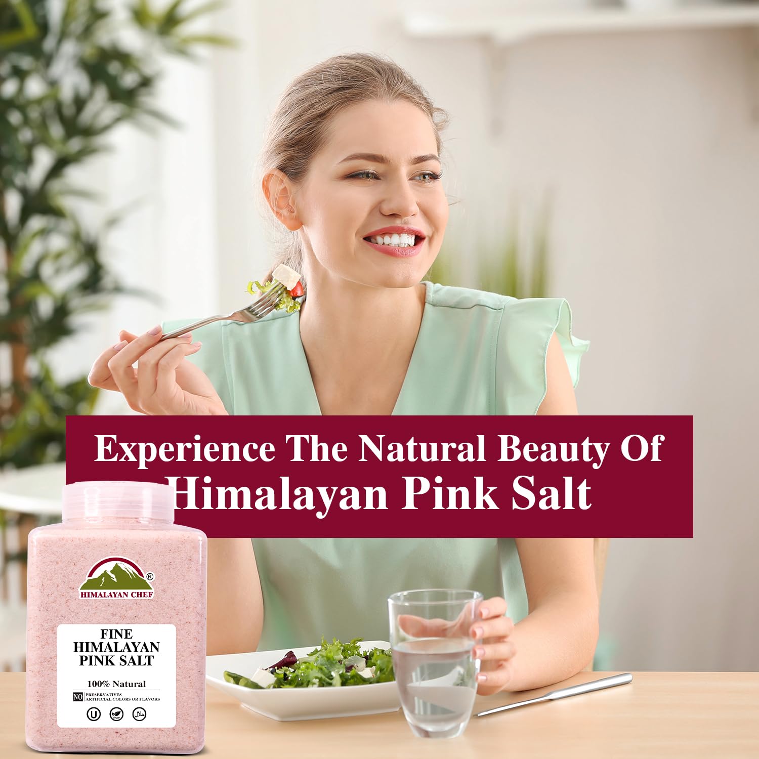himalayan chef pink himalayan salt, fine grain, 5 lbs, plastic jar, pure, natural, kosher, non-gmo, mineral-rich