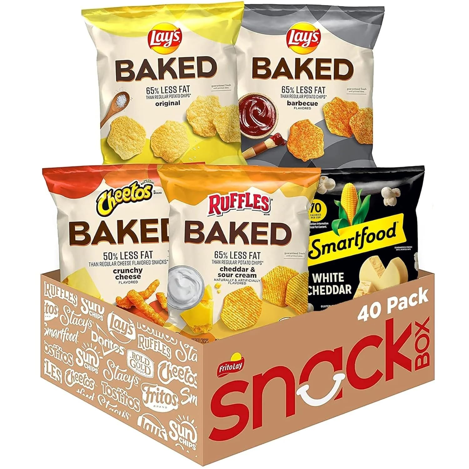 frito-lay baked & popped mix variety pack, 40 single-serve bags, gluten-free snacks