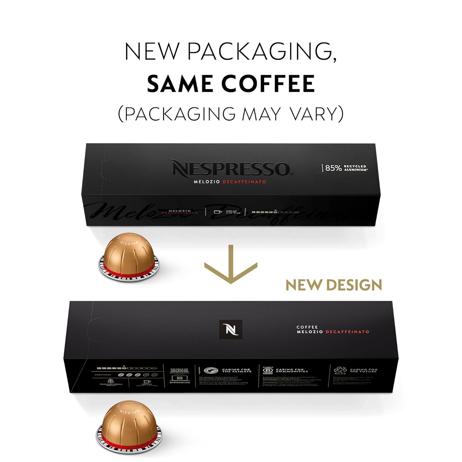 Nespresso Vertuo Melozio Decaffeinato 30-count medium roast coffee pods, 7.8 oz brew, recyclable