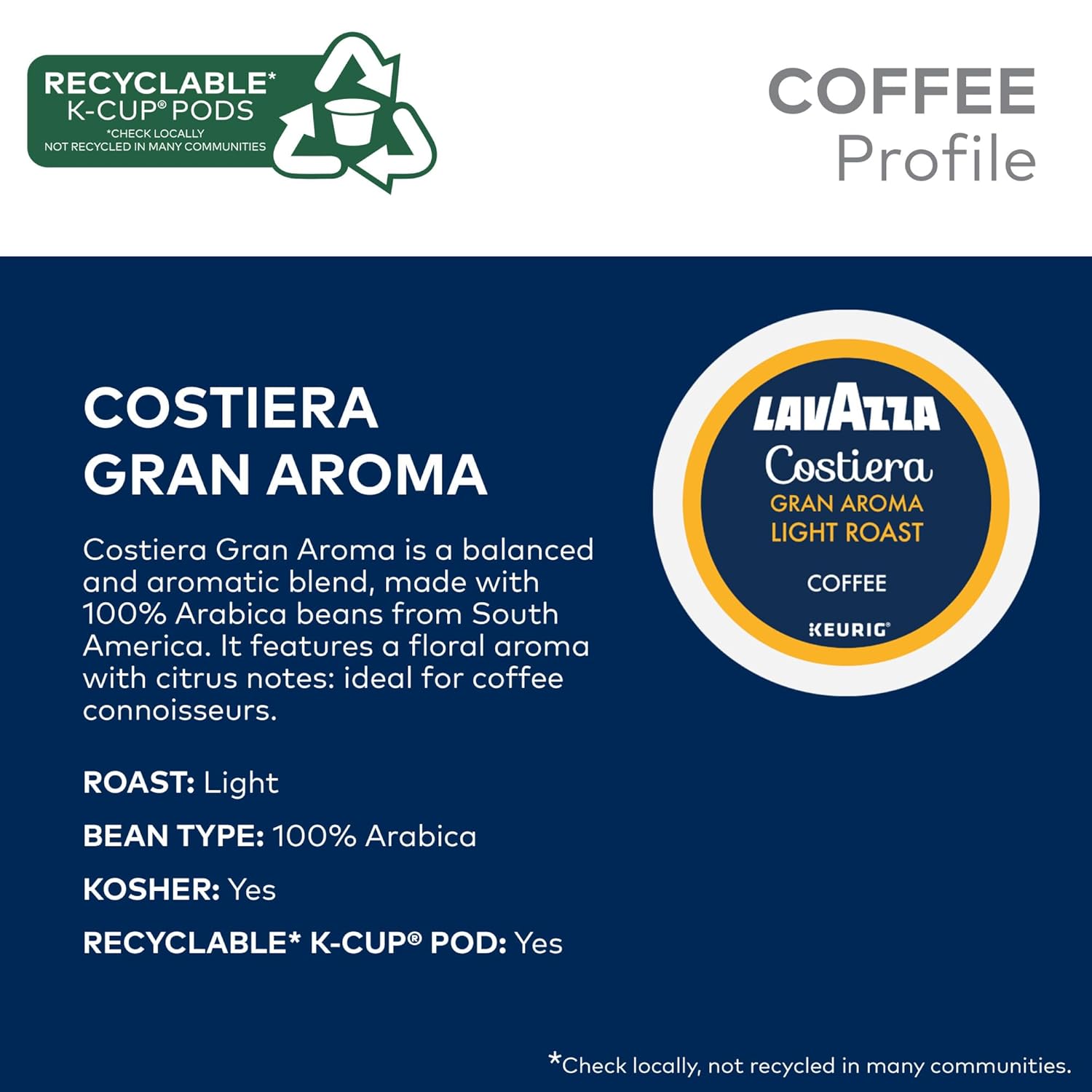 lavazza favorites collection variety pack, keurig k-cup pods, light and medium roast coffees, 64-count box