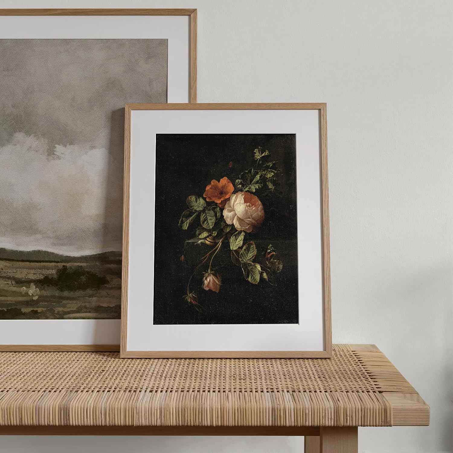 RETRART Vintage Wall Art, Vintage Floral Wall Art Prints - Moody Dark Academia Decor for Rustic Aesthetic - 8" x 10" Unframed Canvas Prints for Bedroom Living Room Bathroom Wall Decor