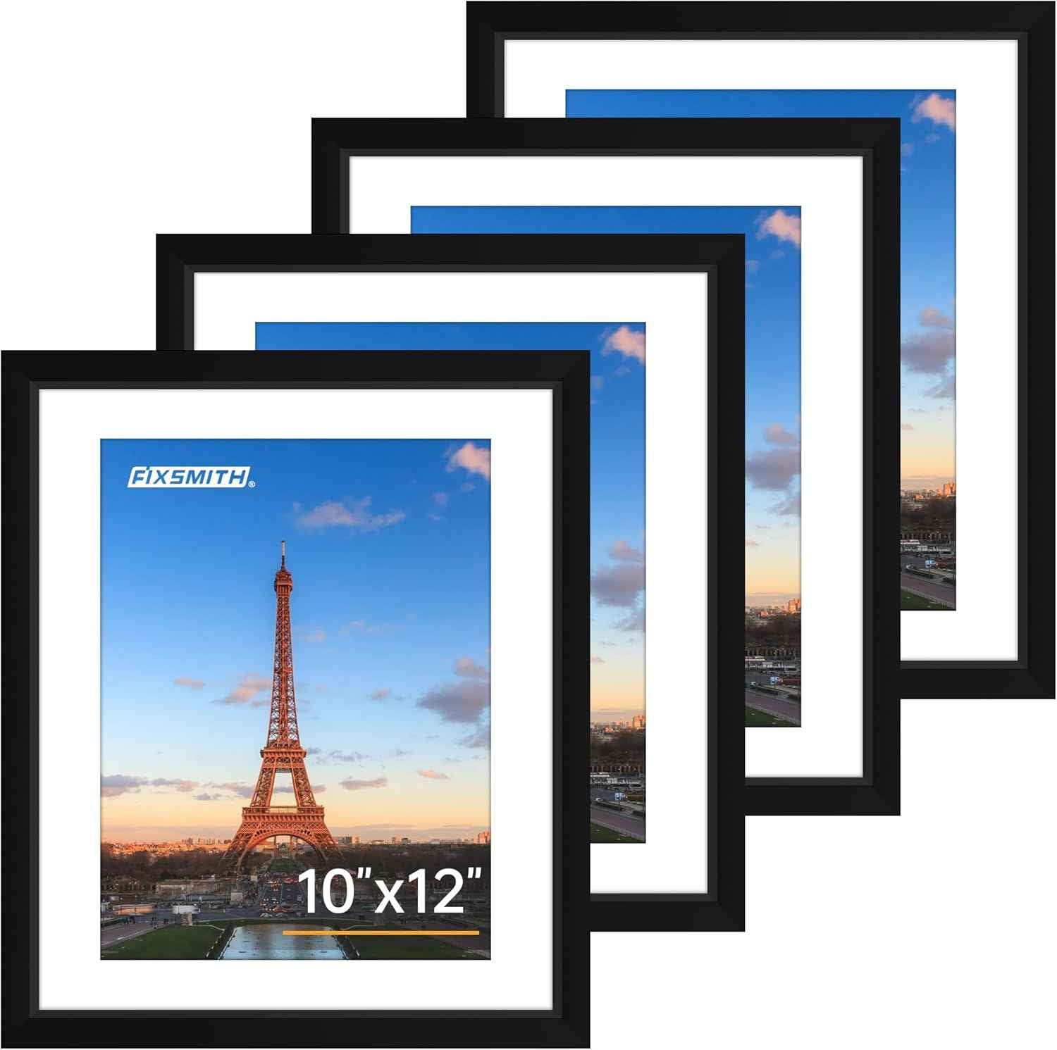 FIXSMITH 8x10 Picture Frame Set of 2, Photo Frame with HD Plexiglass, Display Pictures 5x7 with Mat or 8x10 Without Mat Multi Picture Frames Collage for Tabletop or Wall Display, Black