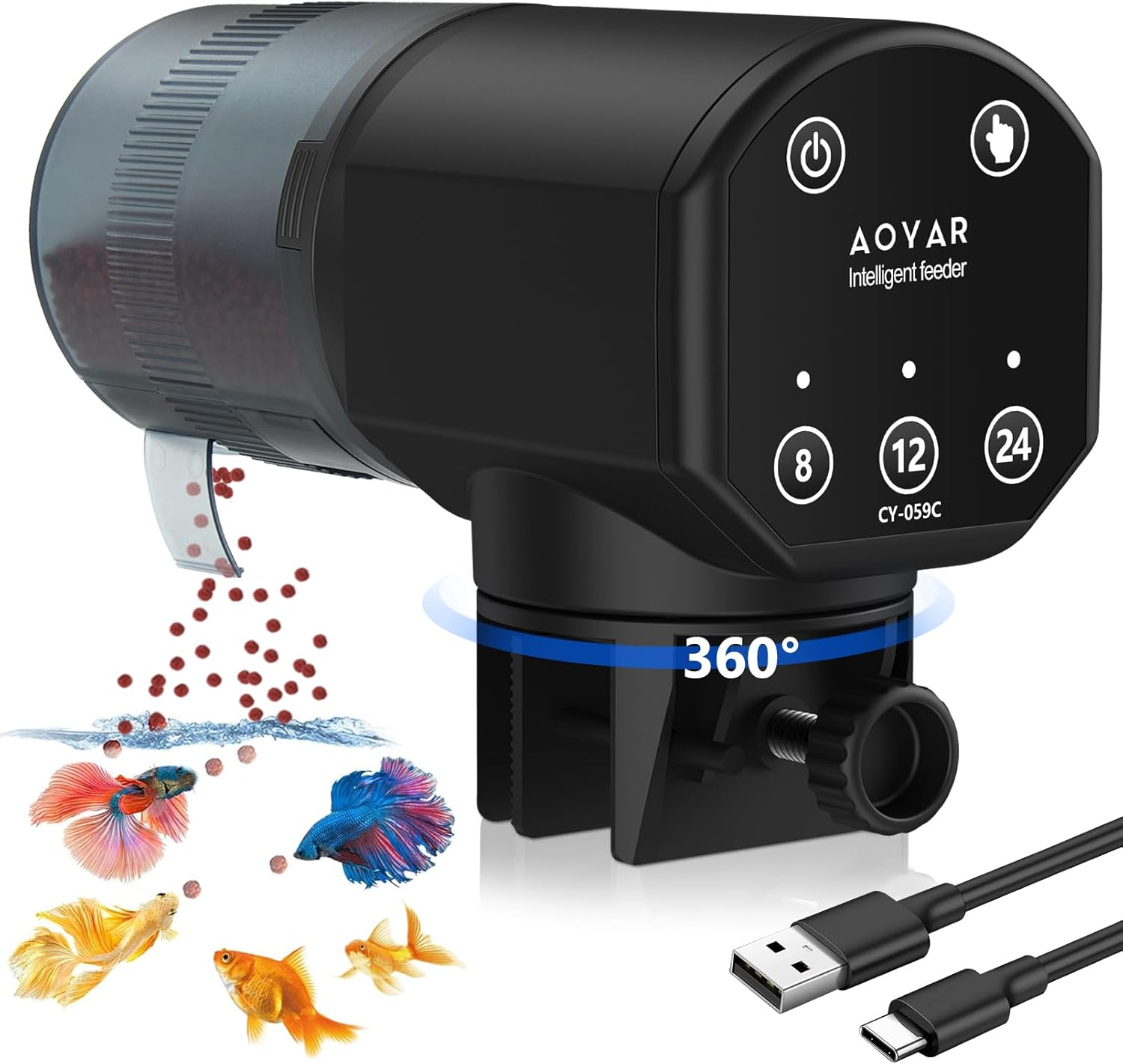 Automatic Fish Feeder for Small Aquariums: 200ml Large Capacity Auto Feeders with Battery Timer for Betta Koi and Turtles
