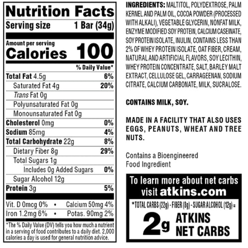 atkins endulge chocolate caramel mousse dessert bar, 5-count 1g sugar high in fiber